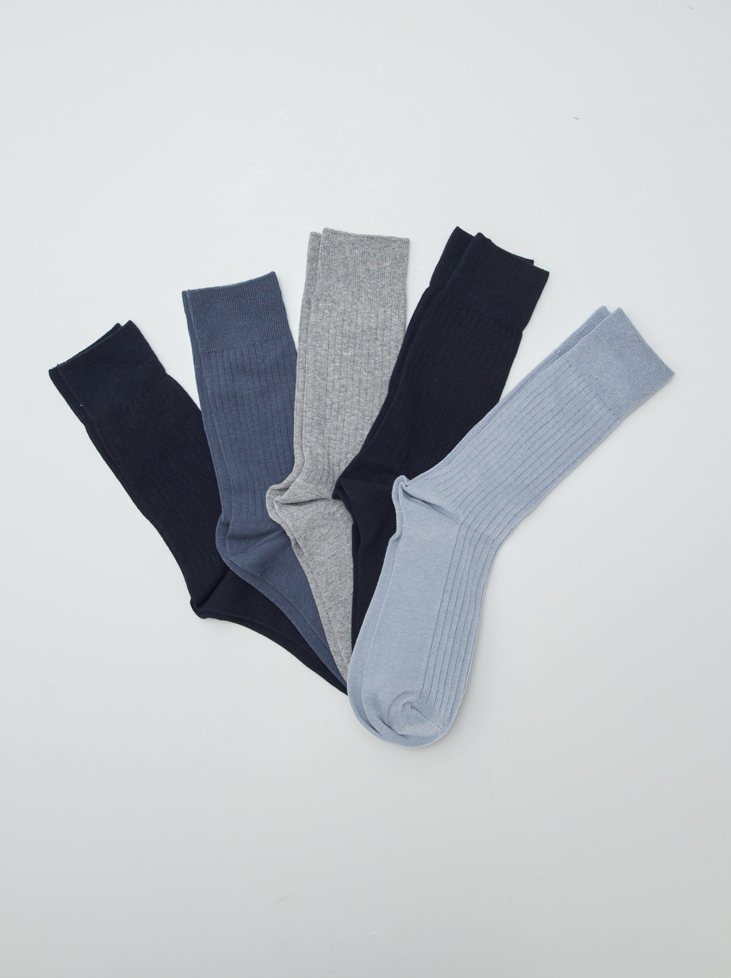 Lot de 5 chaussettes côtelées - Bleu/gris