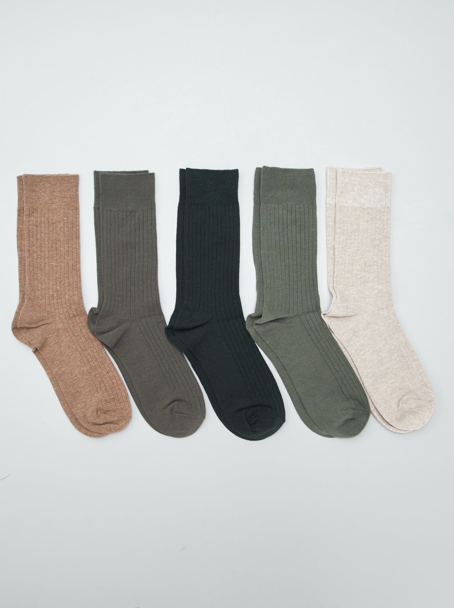 Lot de 5 chaussettes côtelées - Kaki