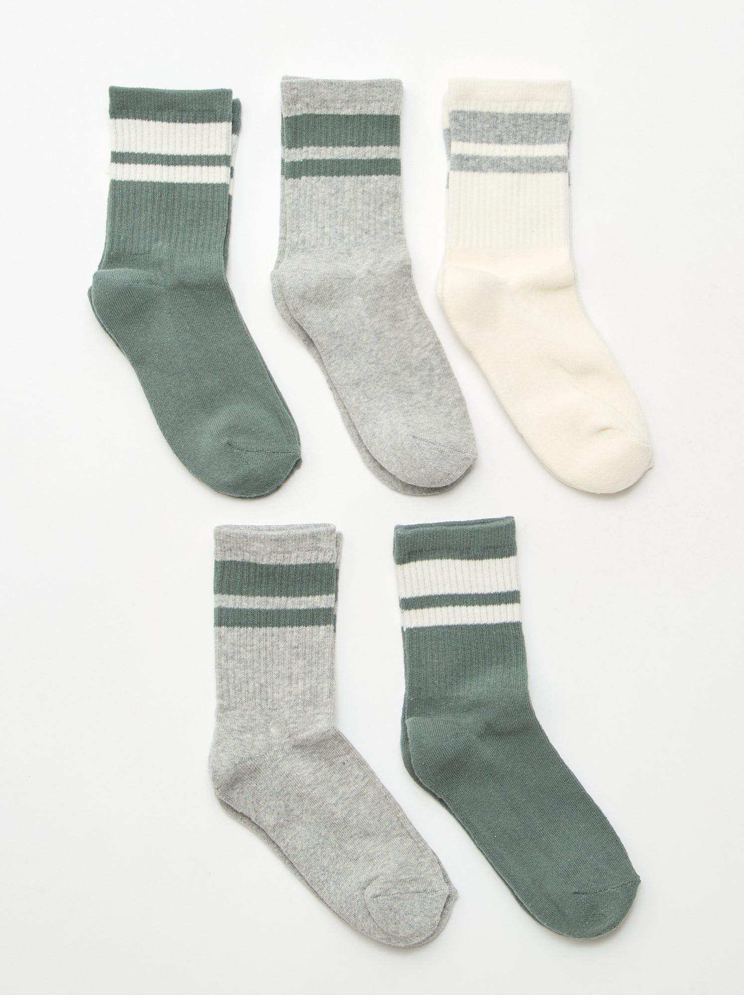 Lot de 5 chaussettes en coton - Vert