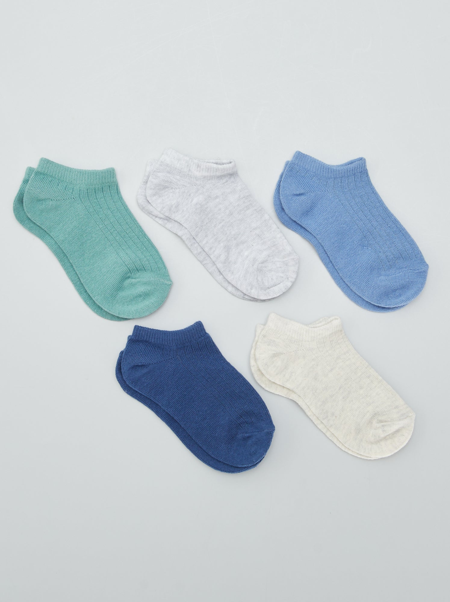 Lot de 5 chaussettes invisibles - Bleu/vert
