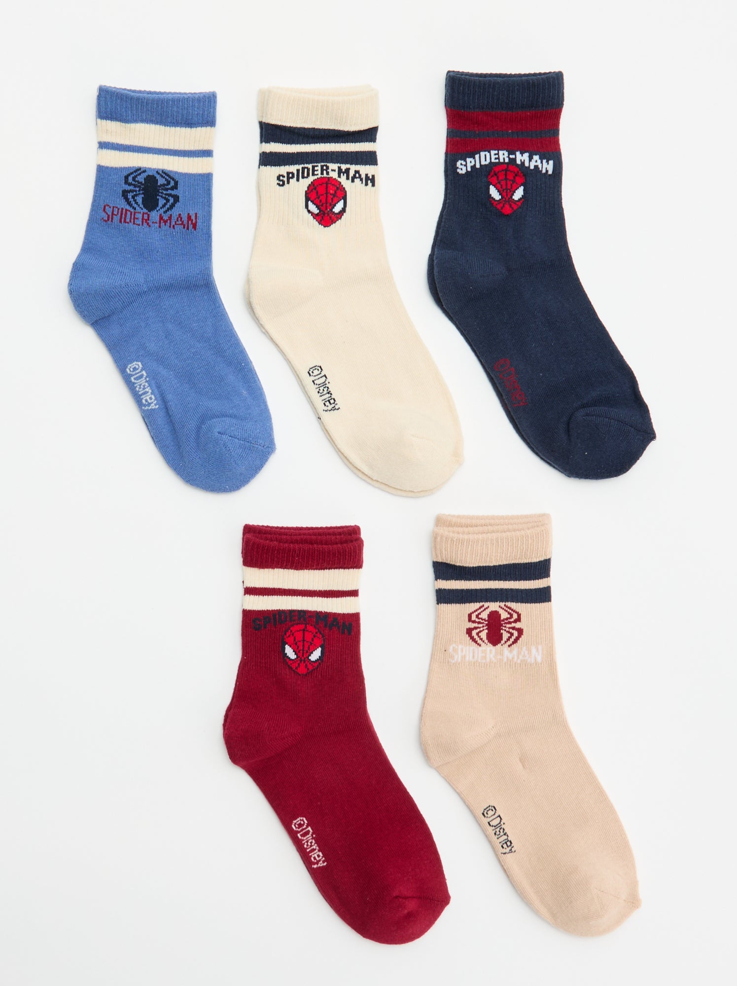 Lot de 5 chaussettes 'Spider-Man' 'Marvel' - Rouge