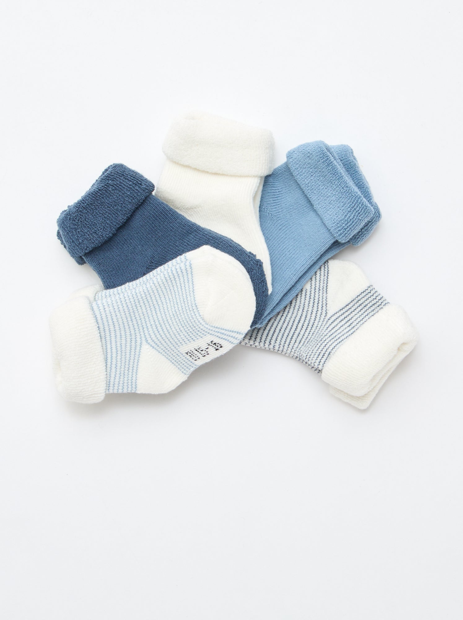 Lot de 5 paires de chaussette avec revers en coton - Bleu