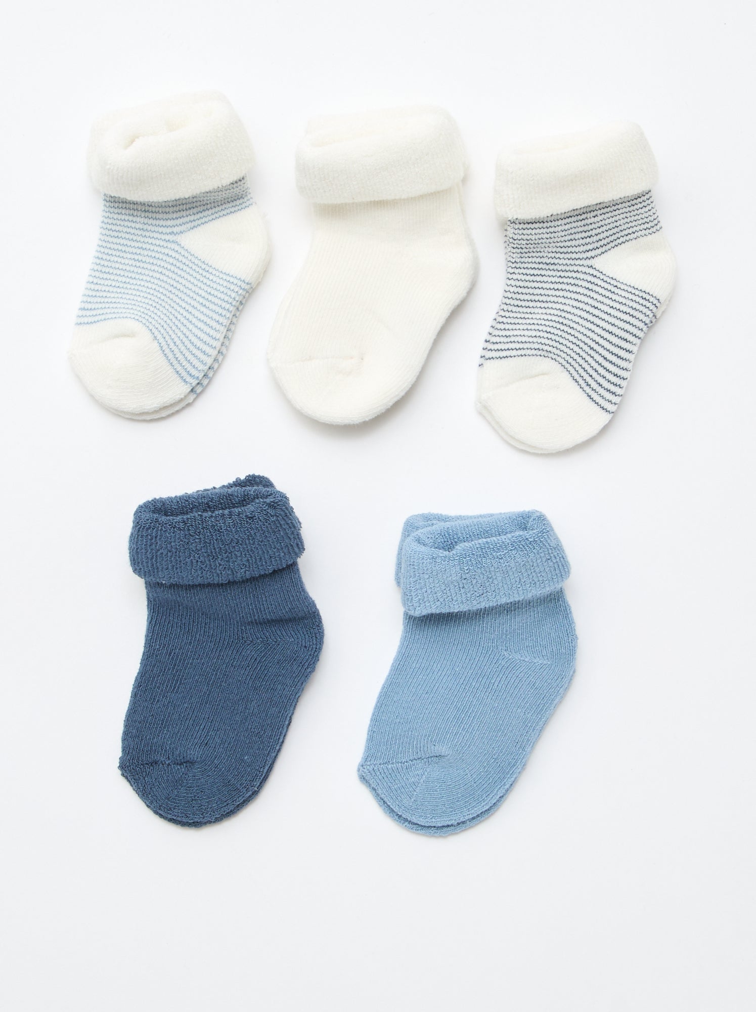 Lot de 5 paires de chaussette avec revers en coton - Bleu