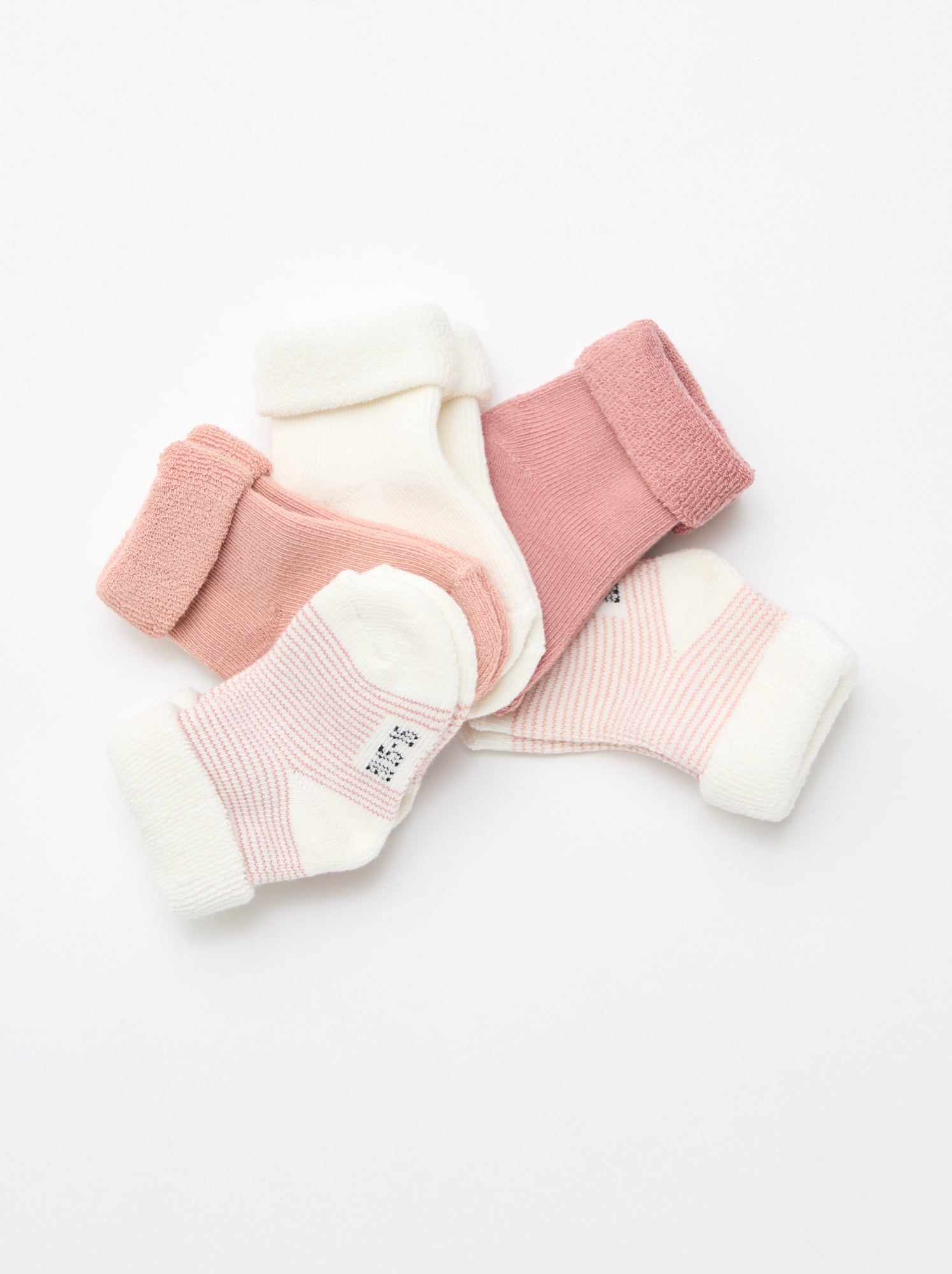 Lot de 5 paires de chaussette avec revers en coton - Rose