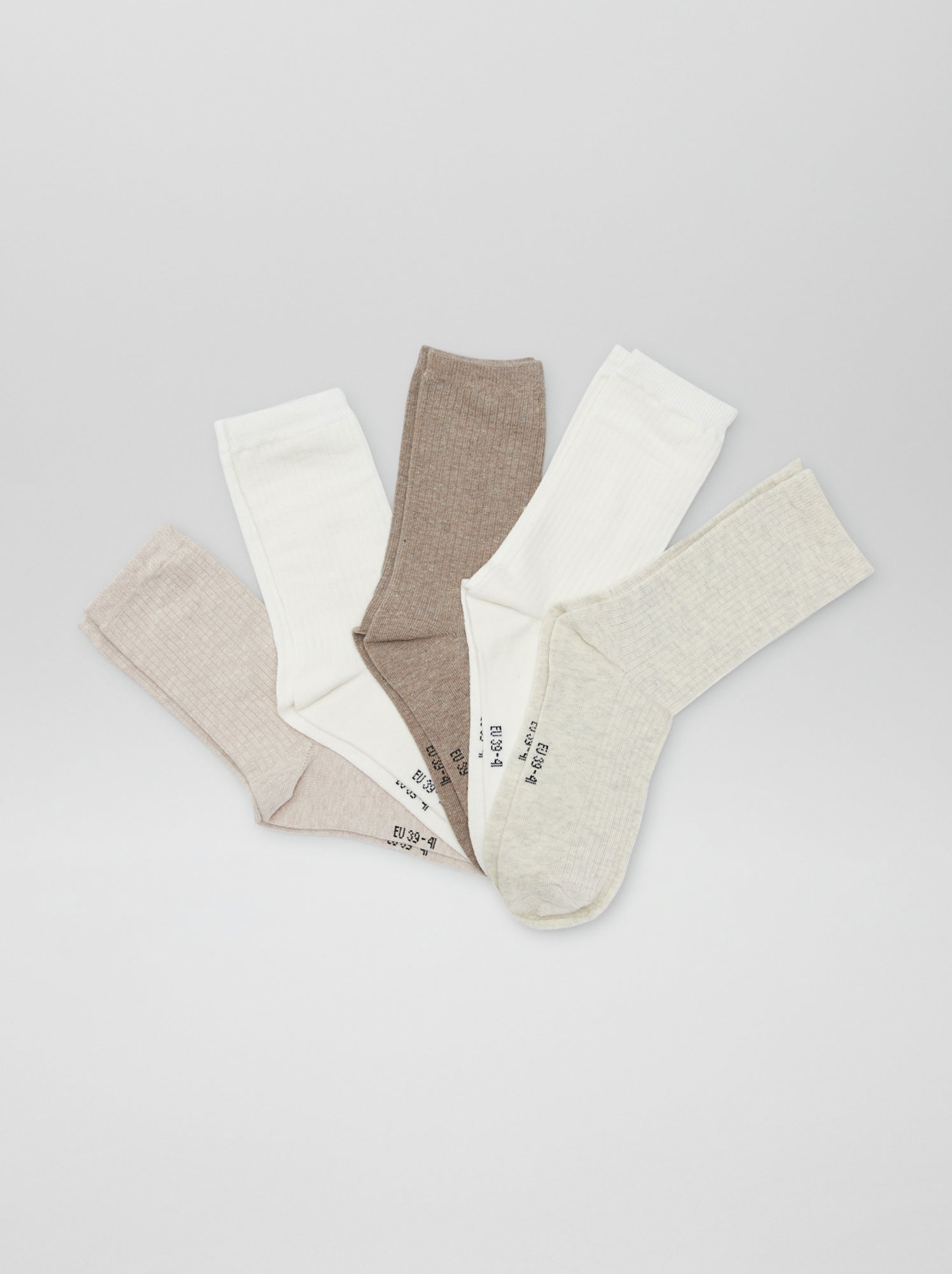 Lot de 5 paires de chaussettes - Beige/blanc