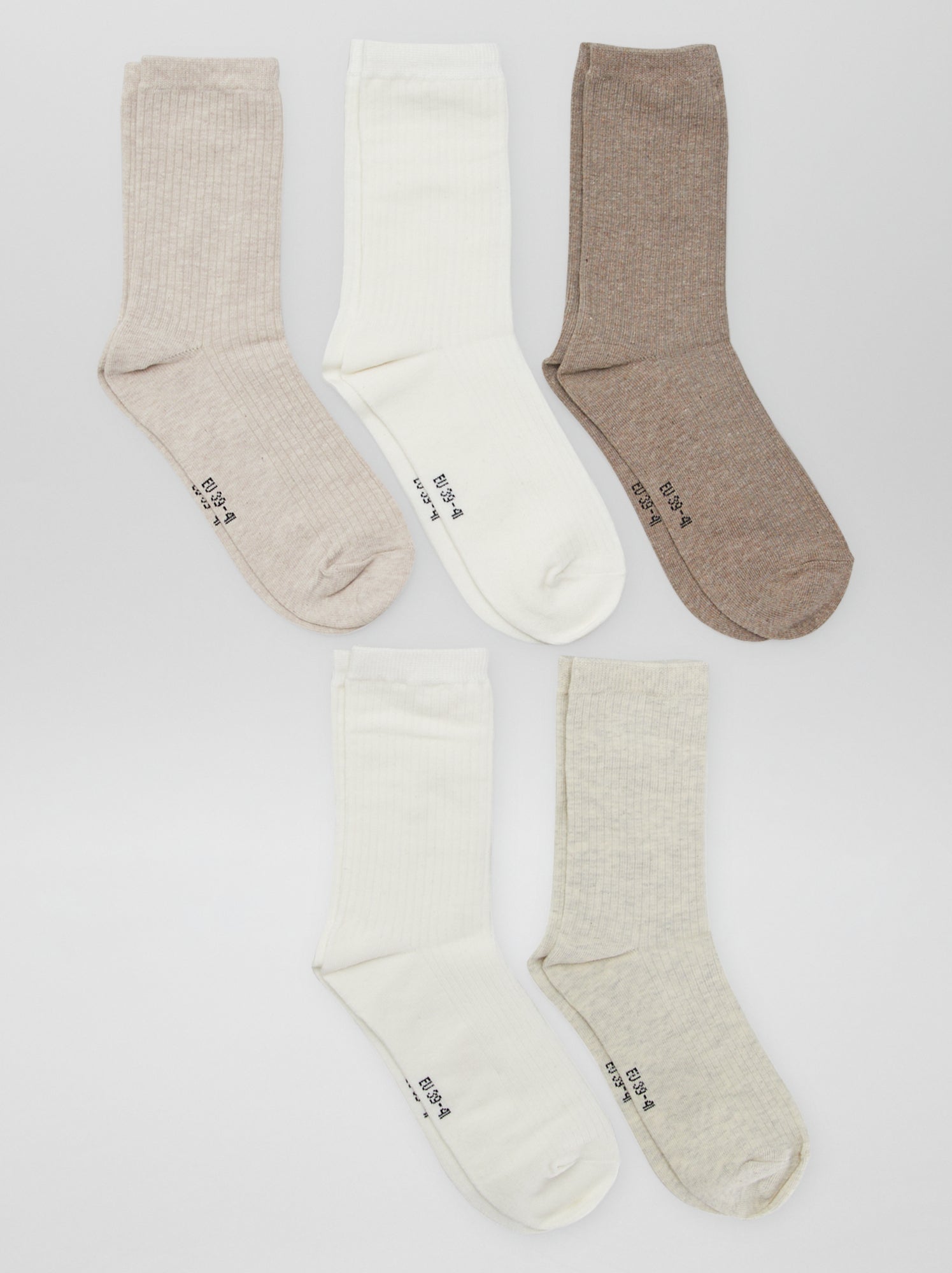 Lot de 5 paires de chaussettes - Beige/blanc
