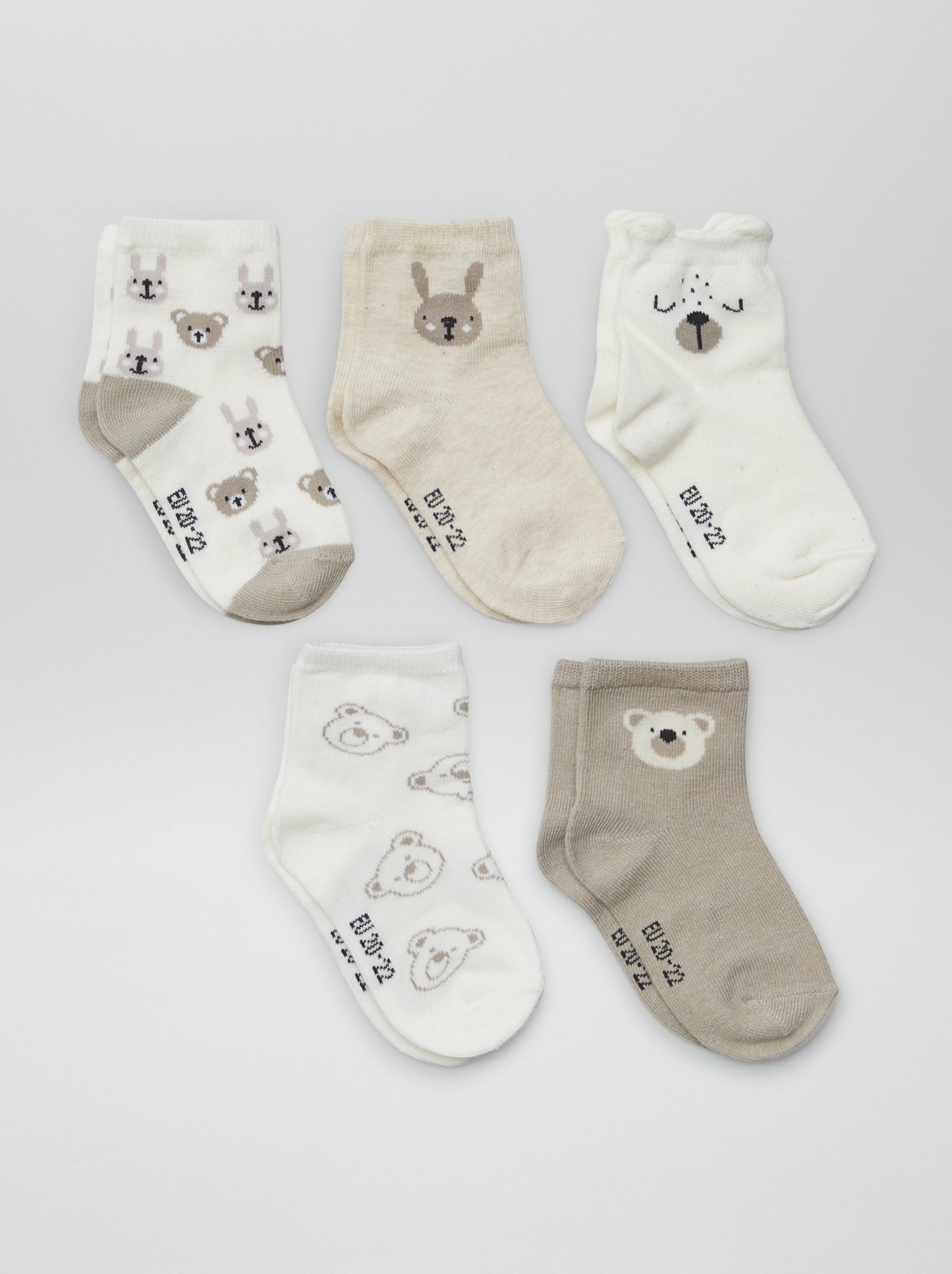Lot de 5 paires de chaussettes en maille stretch - Beige (BYB41_11)