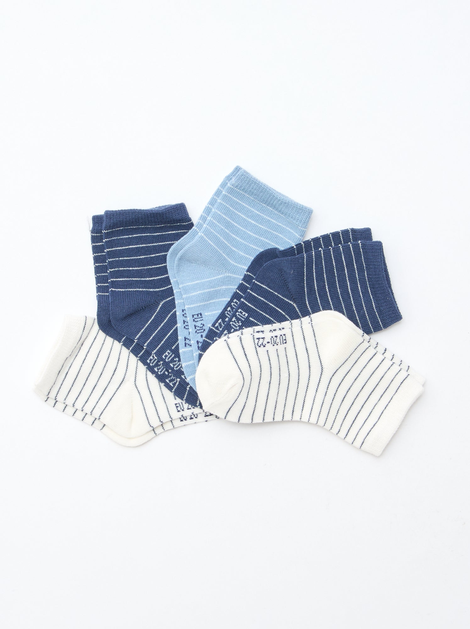 Lot de 5 paires de chaussettes en maille stretch - Bleu/blanc