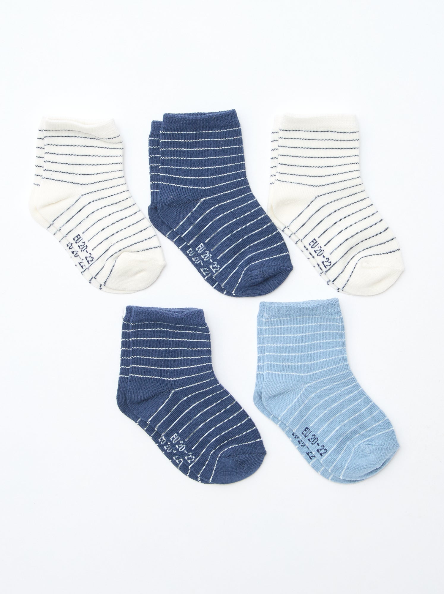 Lot de 5 paires de chaussettes en maille stretch - Bleu/blanc