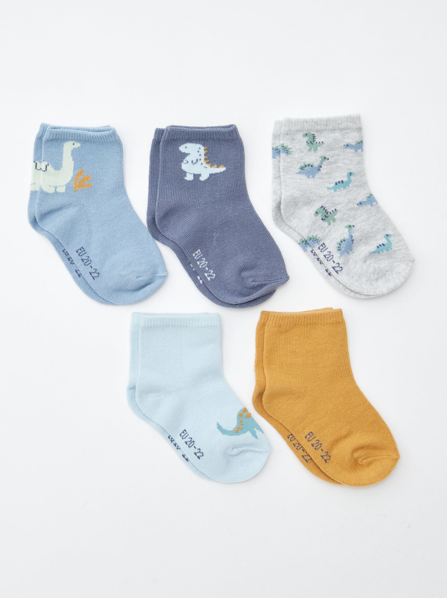 Lot de 5 paires de chaussettes en maille stretch - Bleu/jaune