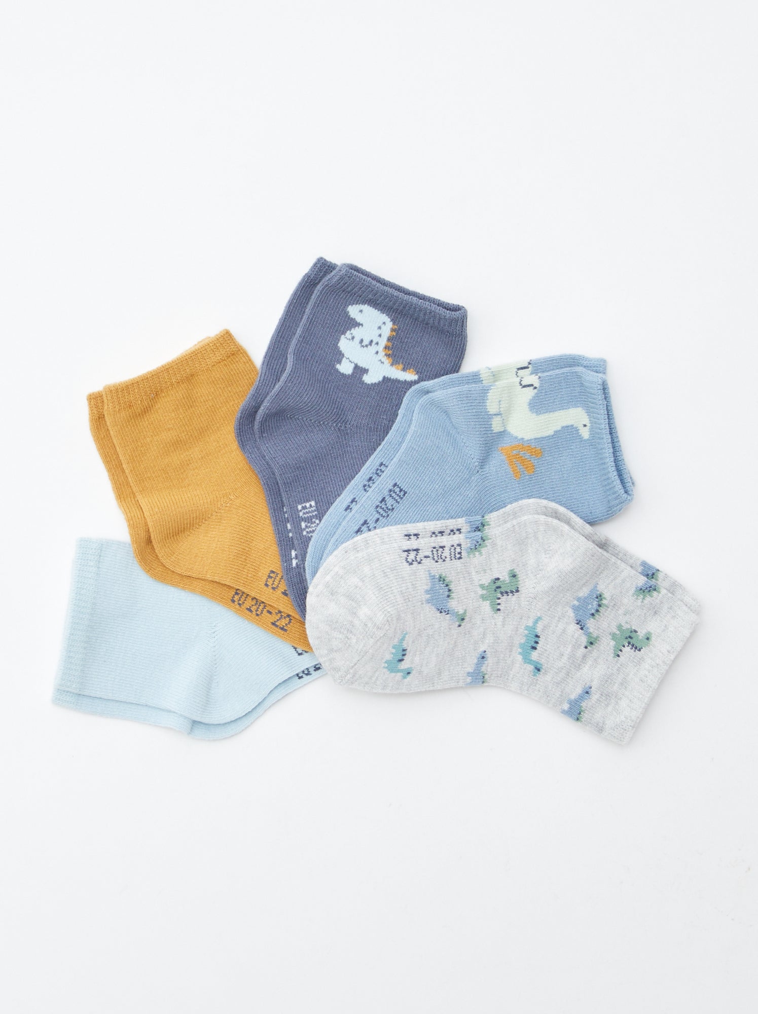 Lot de 5 paires de chaussettes en maille stretch - Bleu/jaune