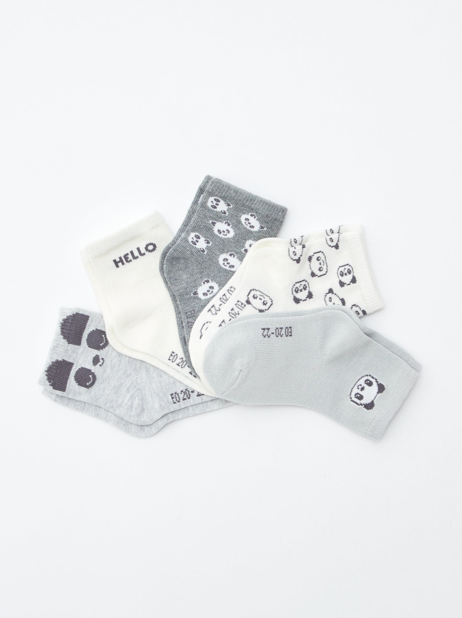Lot de 5 paires de chaussettes en maille stretch - Gris/blanc