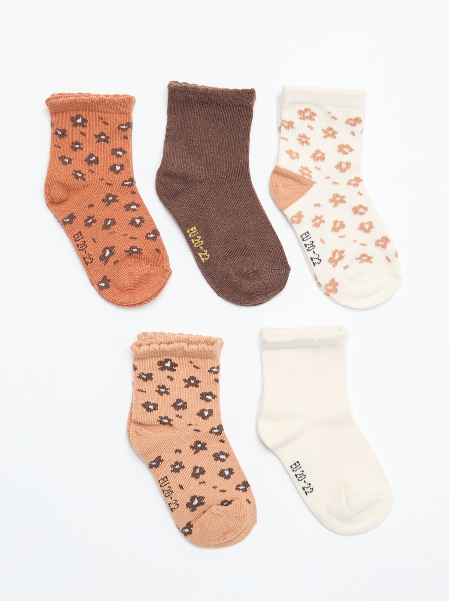 Lot de 5 paires de chaussettes en maille stretch - Marron (BYB41_21)