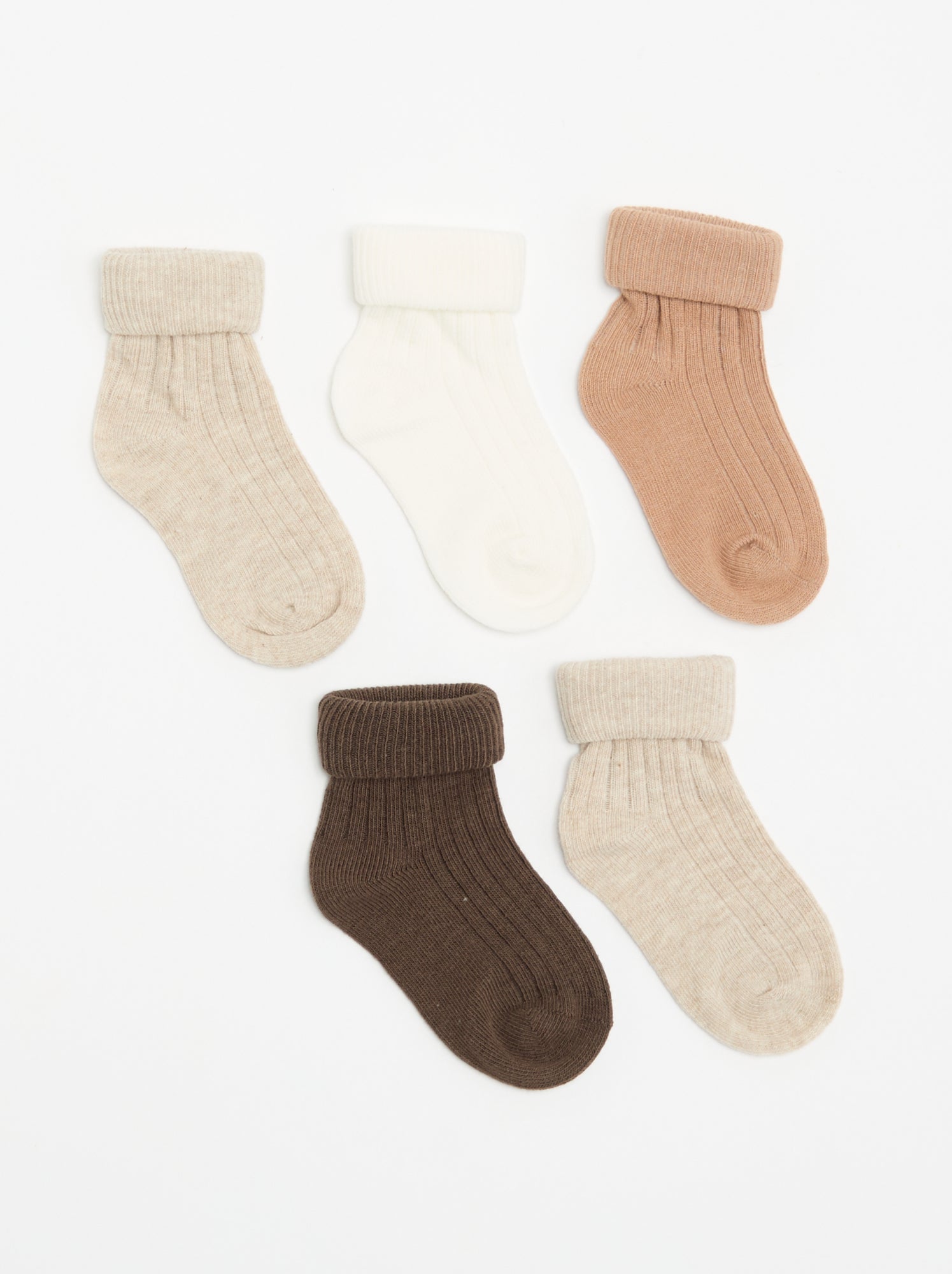 Lot de 5 paires de chaussettes unies - Beige