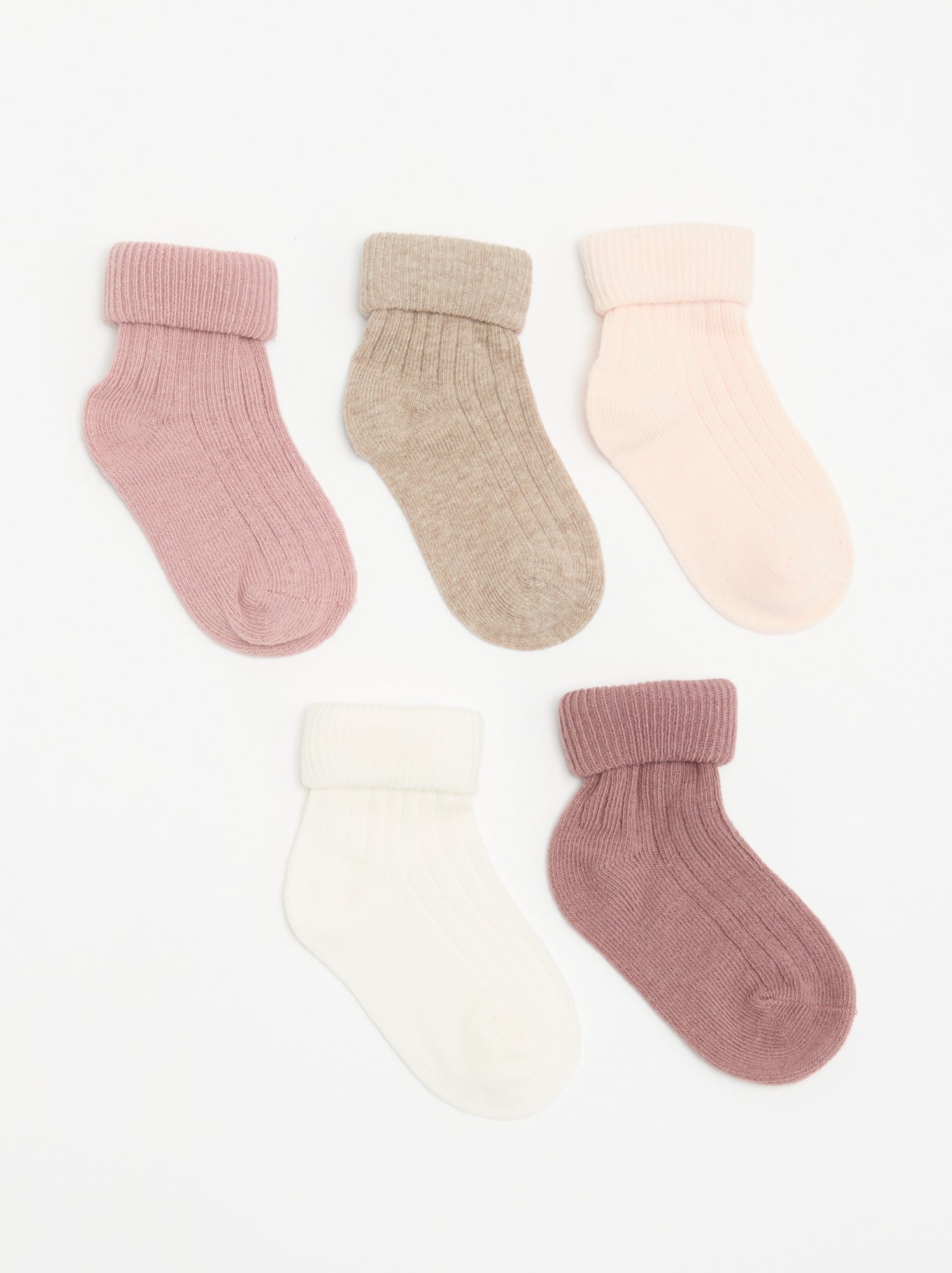 Lot de 5 paires de chaussettes unies - Rose
