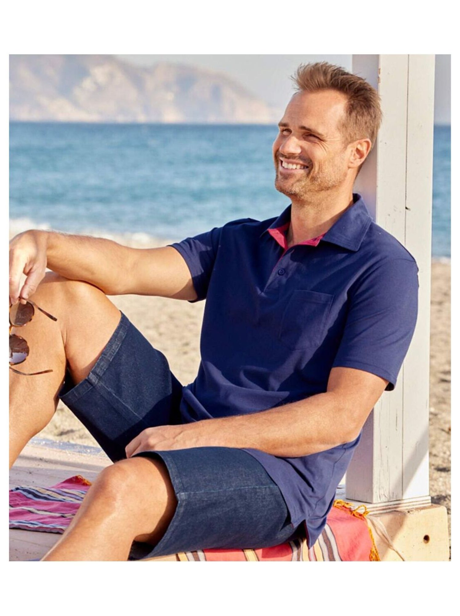 Lot de 5 Polos Pacific Island  - ATLAS FOR MEN - Blanc Vert Bleu