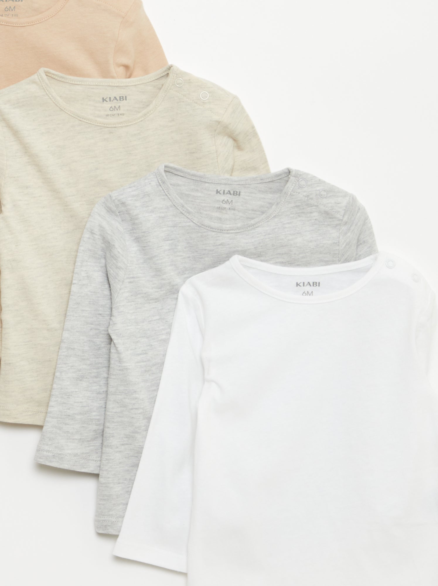 Lot de 5 t-shirts unis à manches longues - Blanc (DLU49_1)