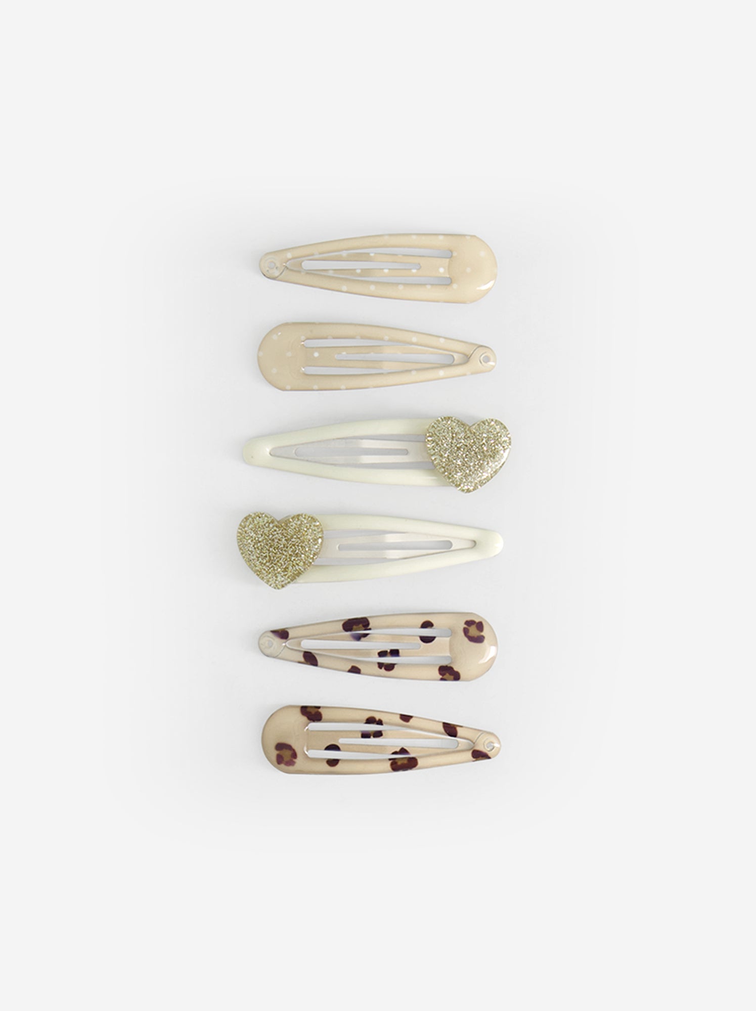 Lot de 6 pinces clic clac - Beige