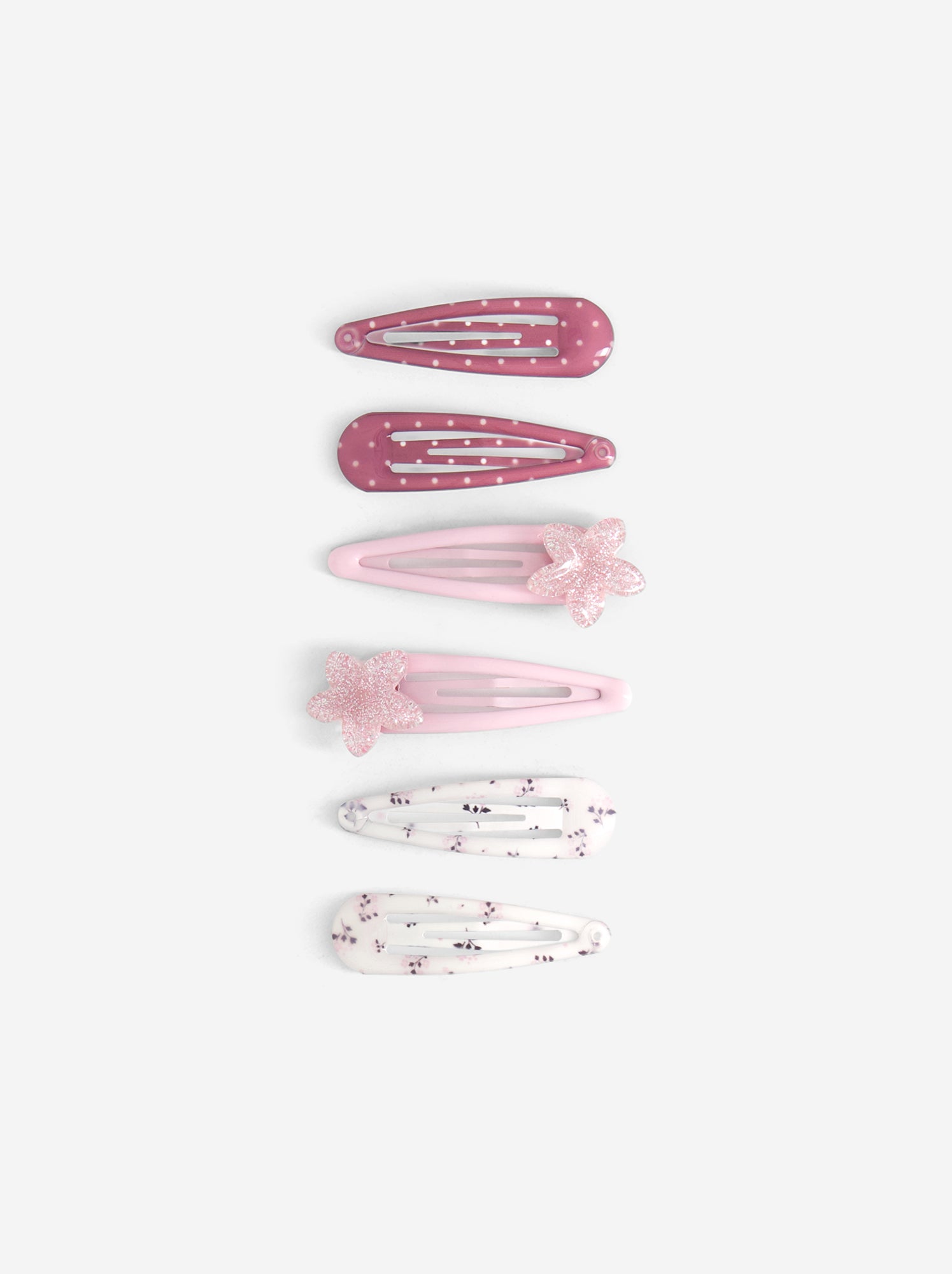 Lot de 6 pinces clic clac - Rose