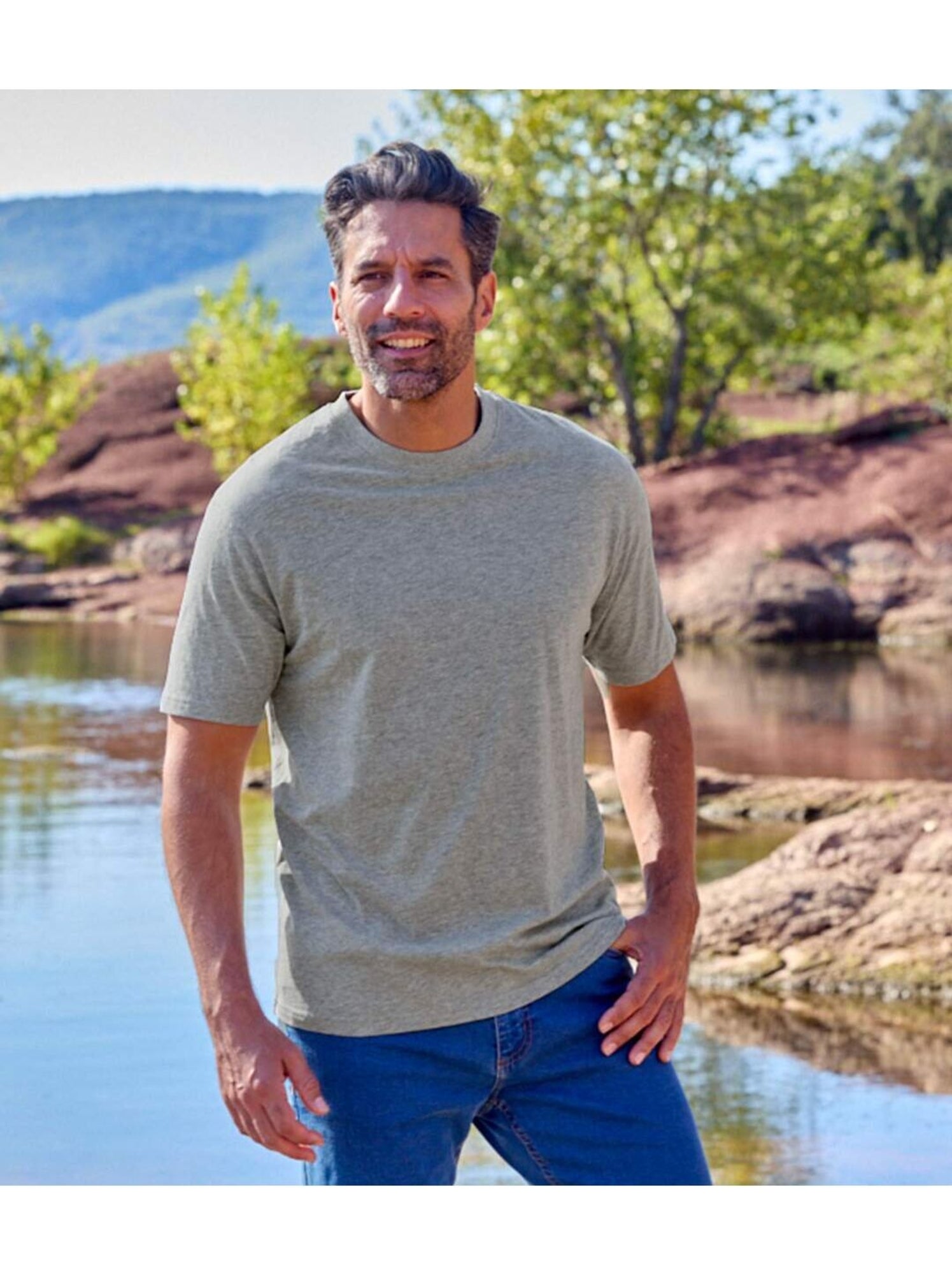 Lot de 6 tee-shirts mc col rond unis  - atlas for men - Blanc Gris Noir