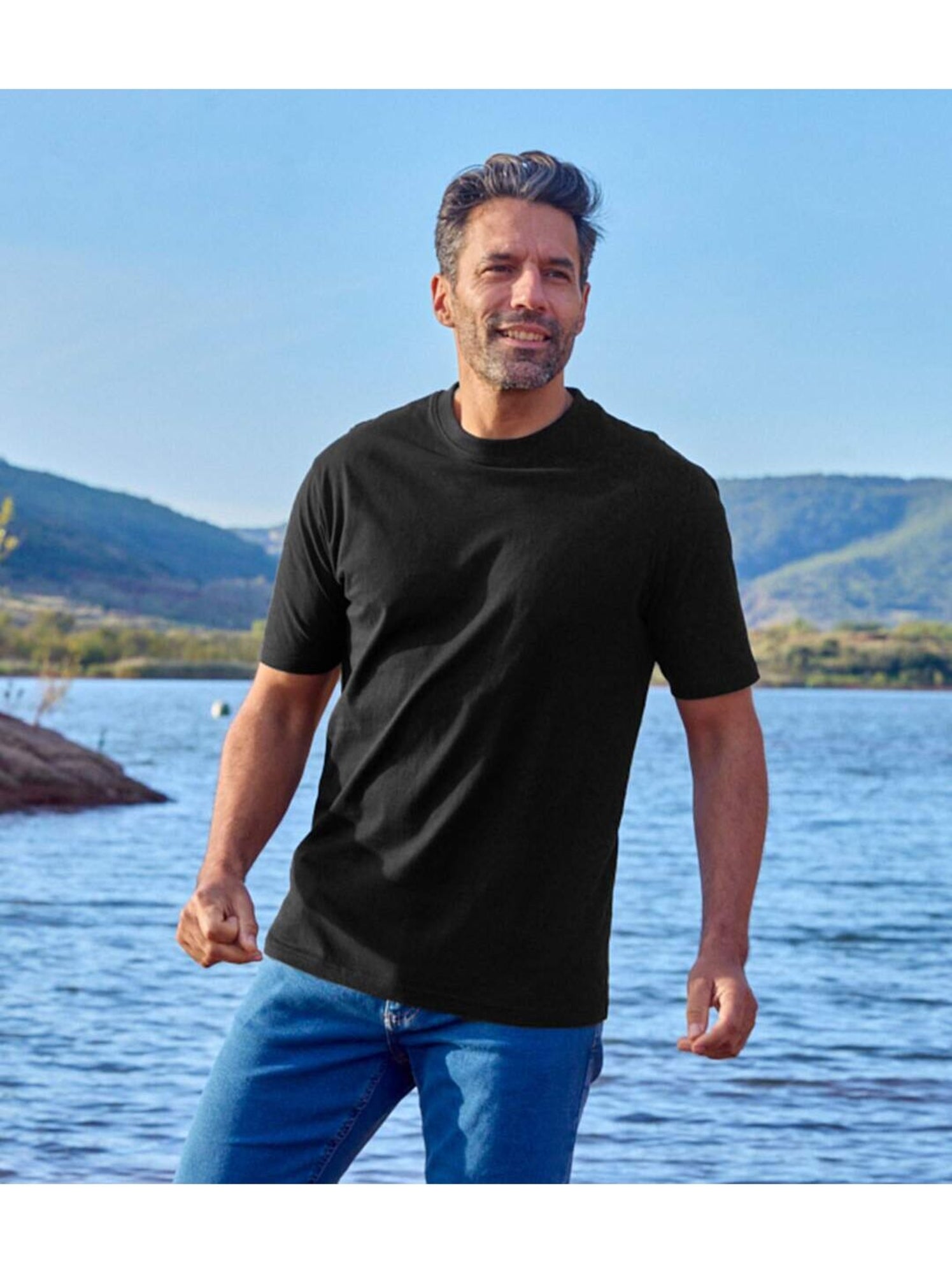 Lot de 6 tee-shirts mc col rond unis  - atlas for men - Blanc Gris Noir