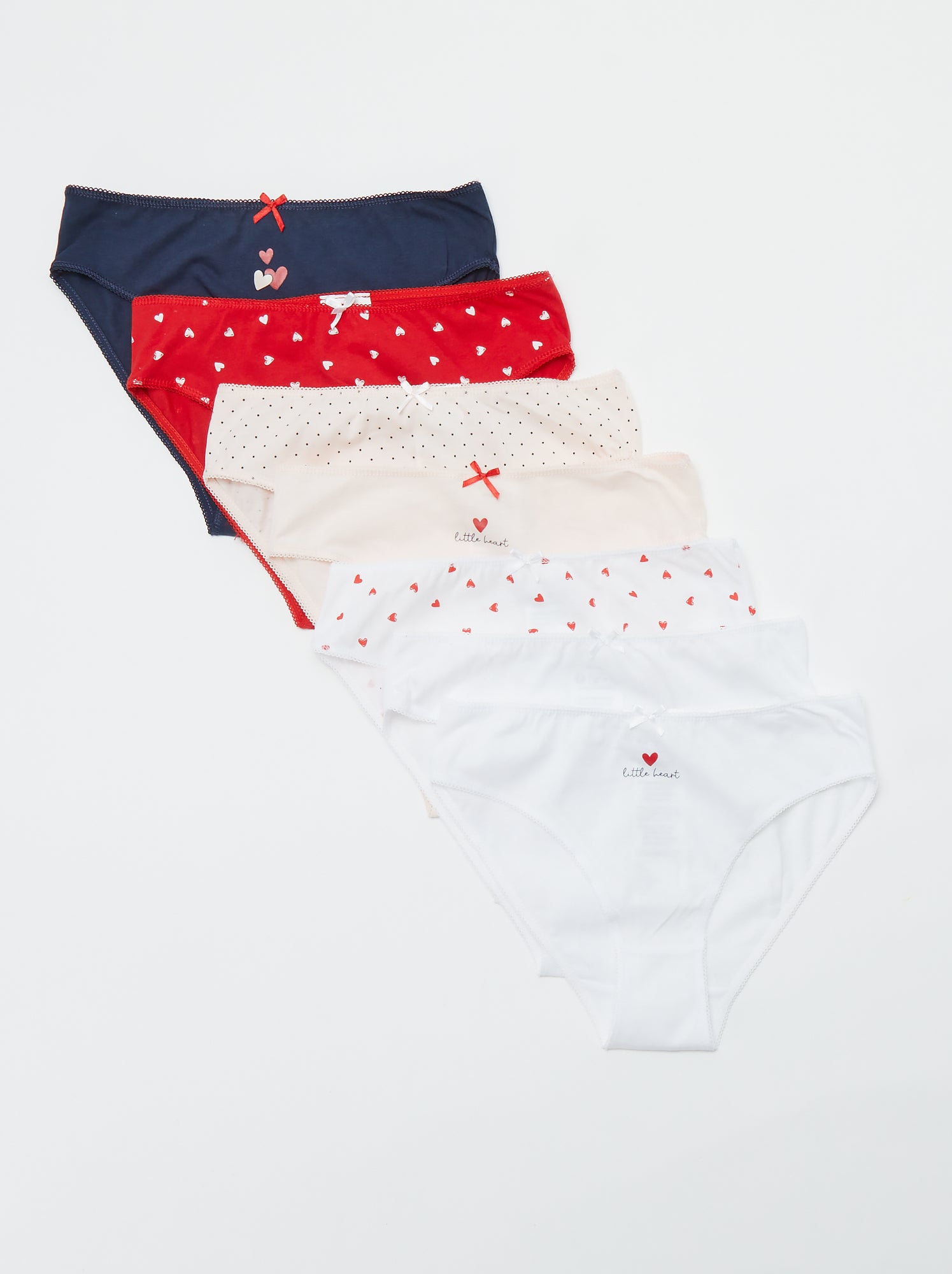Lot de 7 culottes - Blanc/rose/rouge