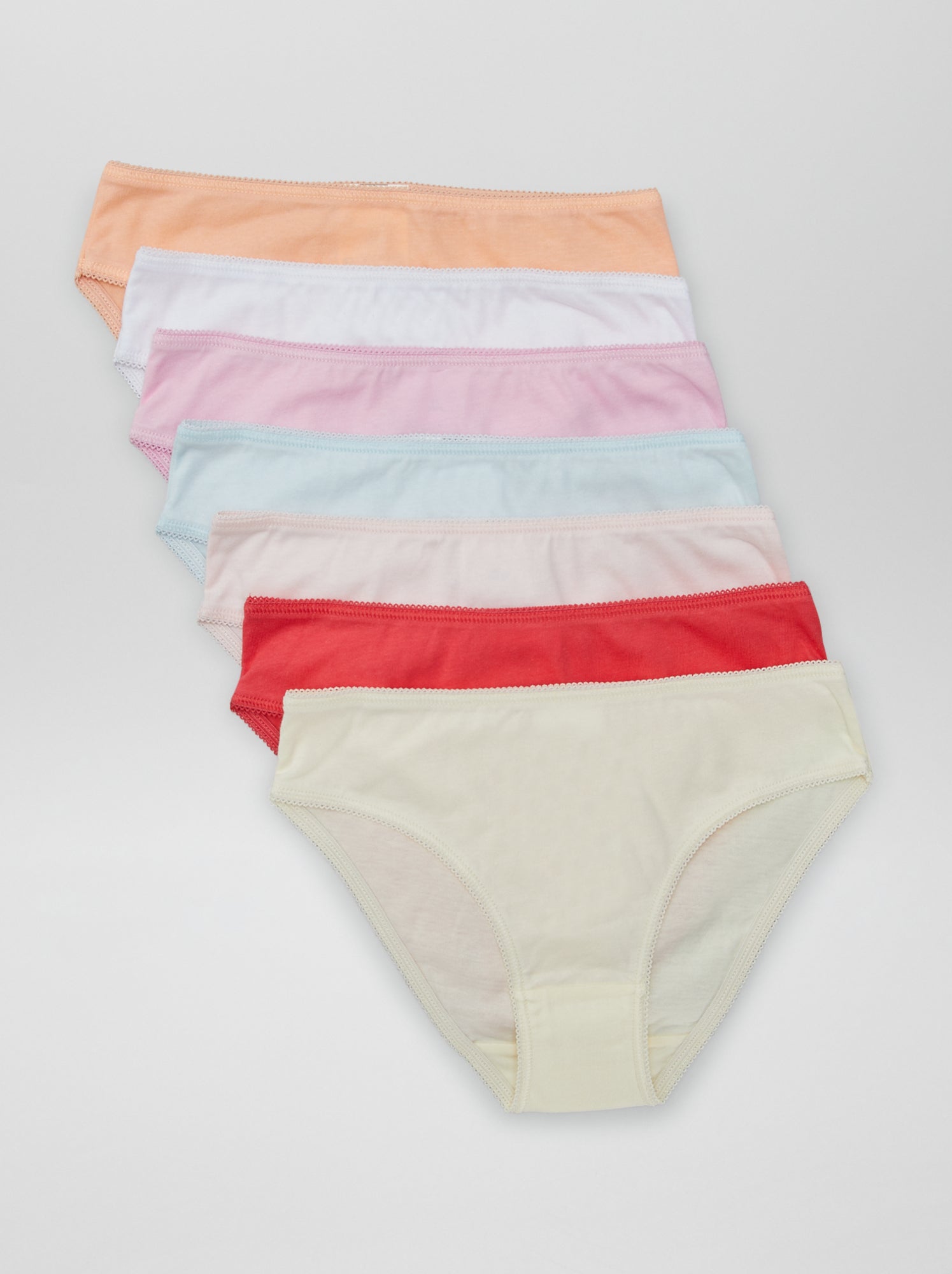 Lot de 7 culottes unies - Rose/violet/orange/vert/blanc
