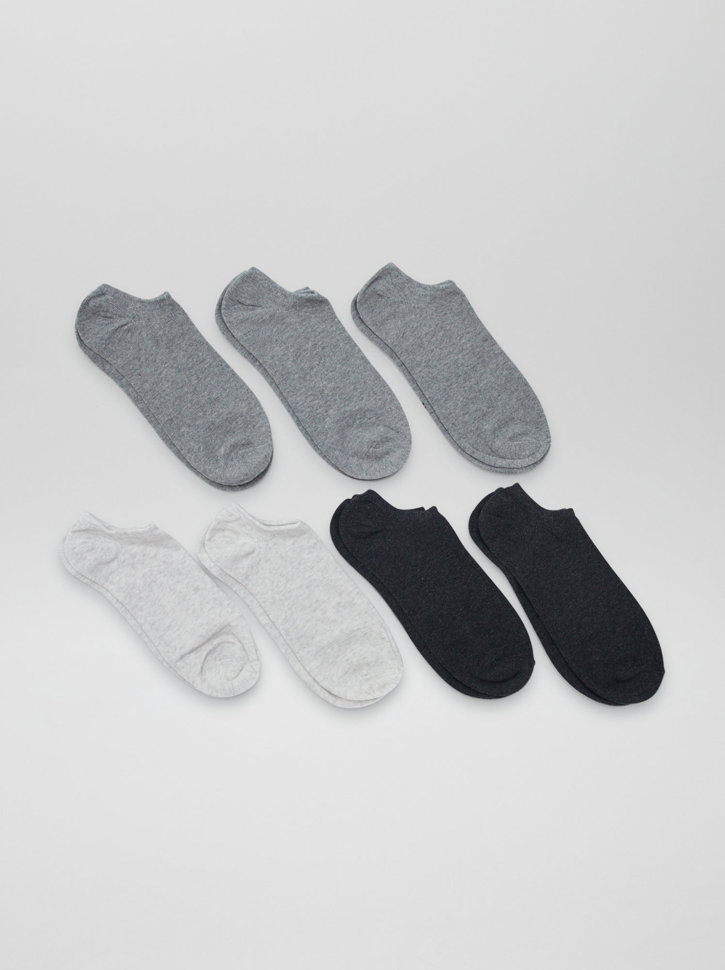 Lot de 7 paires de chaussettes invisibles - Gris