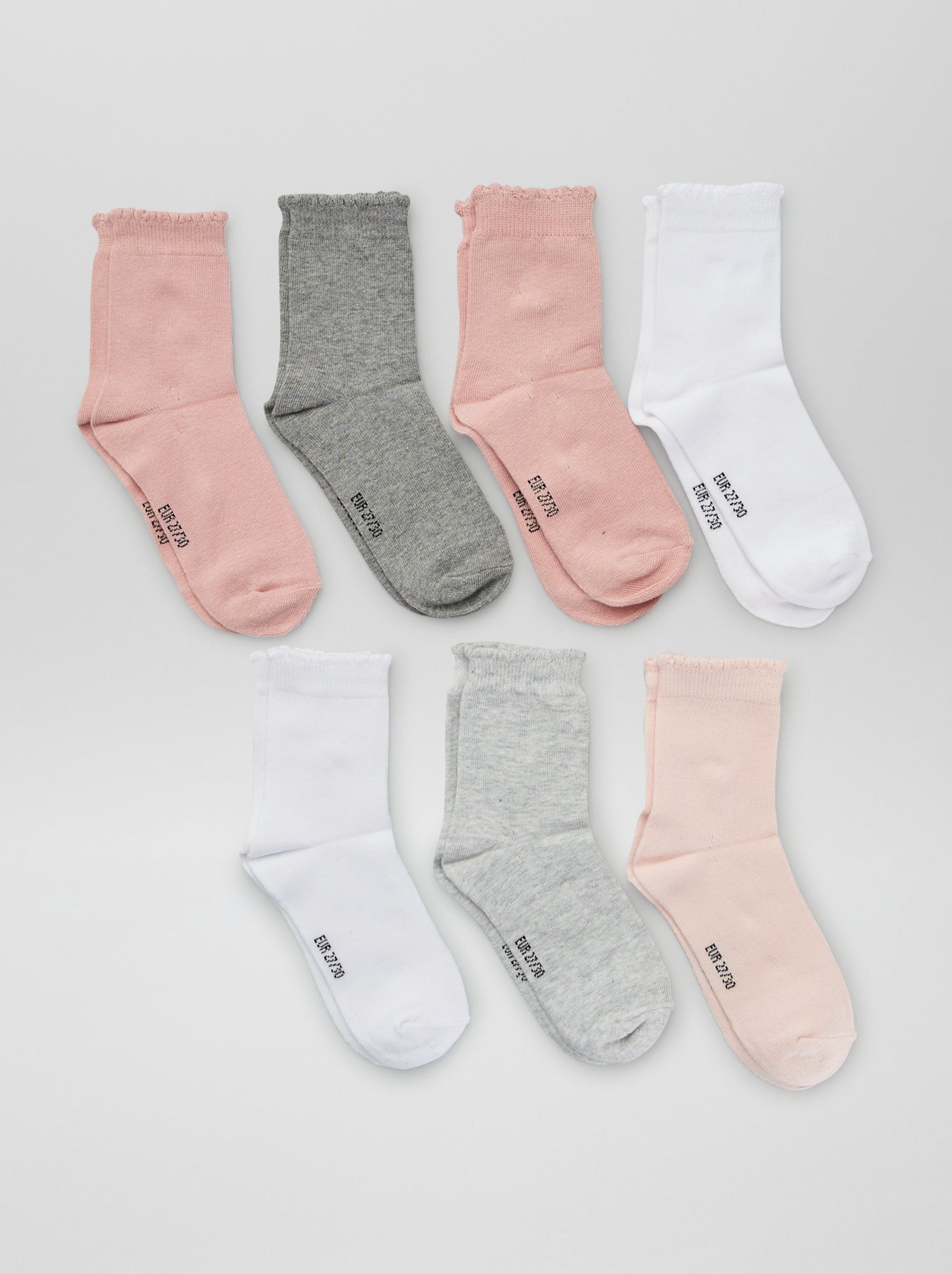 Lot de 7 paires de chaussettes - rose/gris/blanc