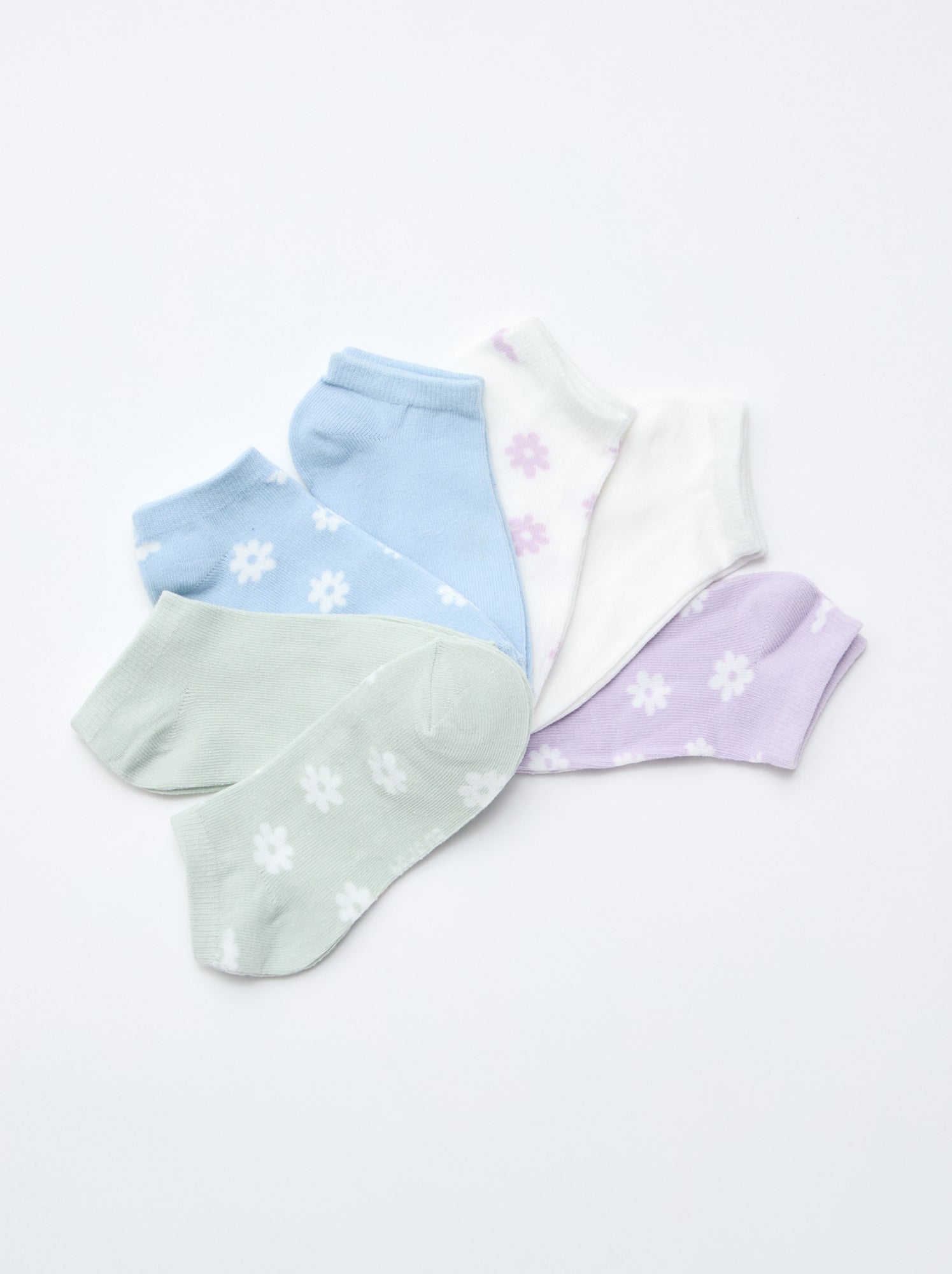 Lot de 7 paires de socquettes invisibles - Vert (EVS29_1)