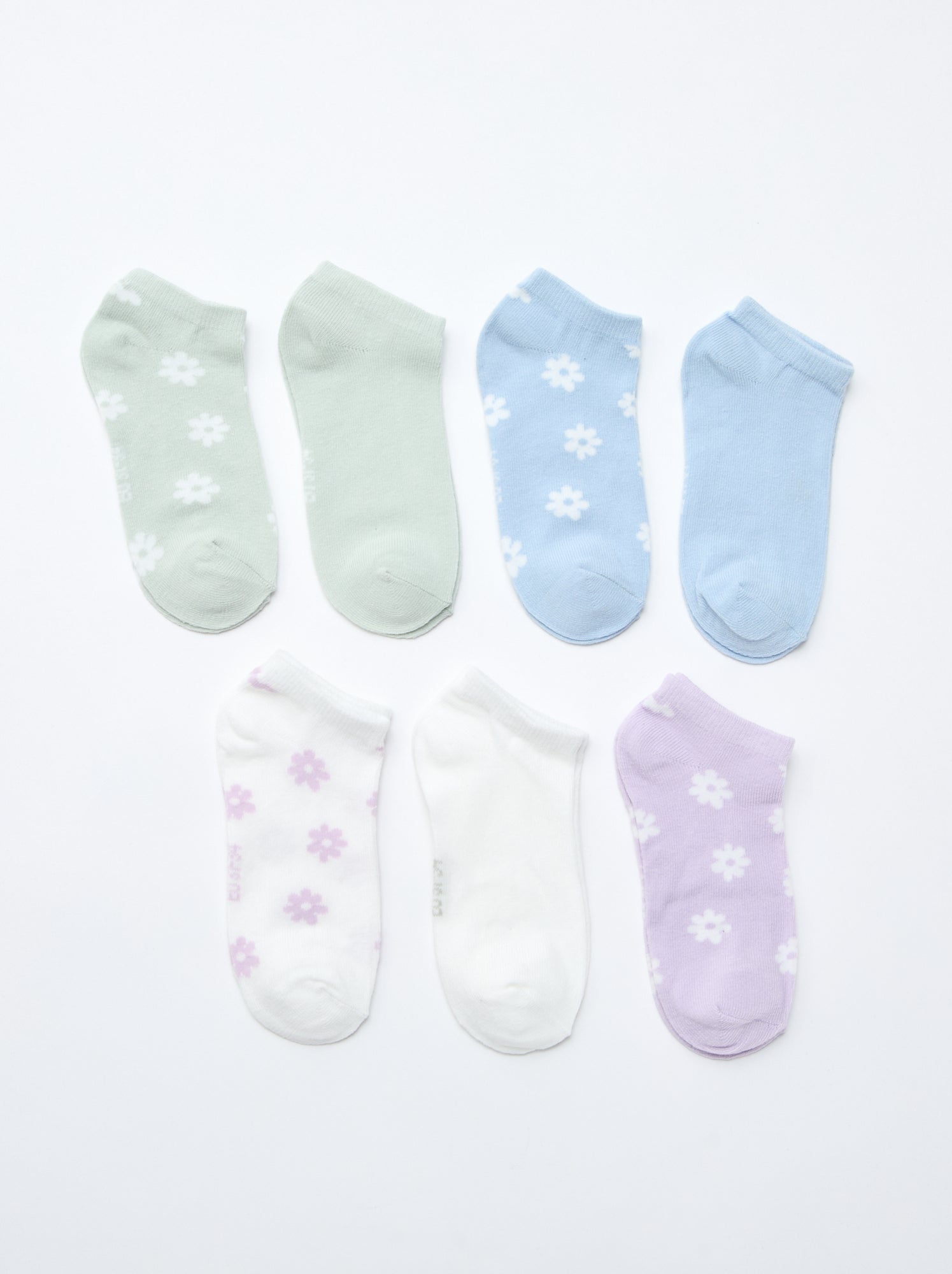 Lot de 7 paires de socquettes invisibles - Vert (EVS29_1)