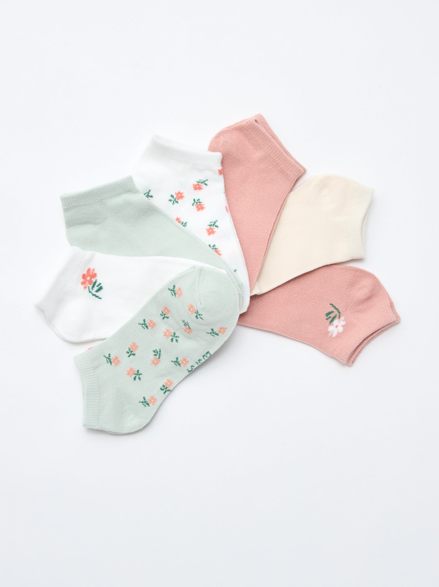 Lot de 7 paires de socquettes invisibles - Vert (EVS29_5)