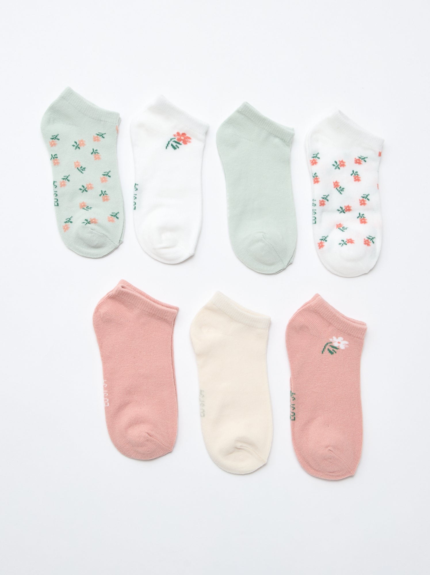 Lot de 7 paires de socquettes invisibles - Vert (EVS29_5)