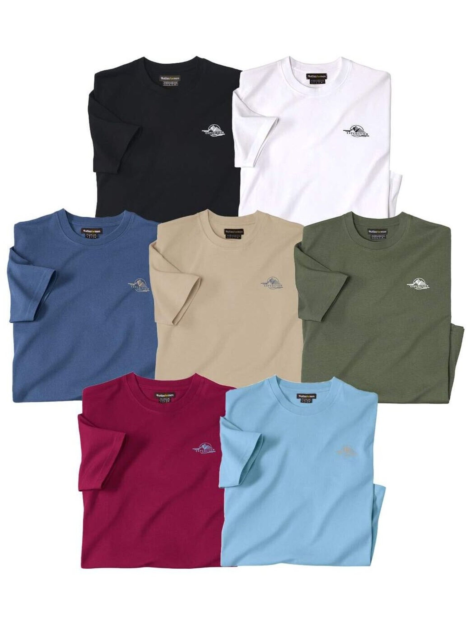 Lot de 7 tee-shirt atlas ®  - atlas for men - Blanc / Bleu / Rouge