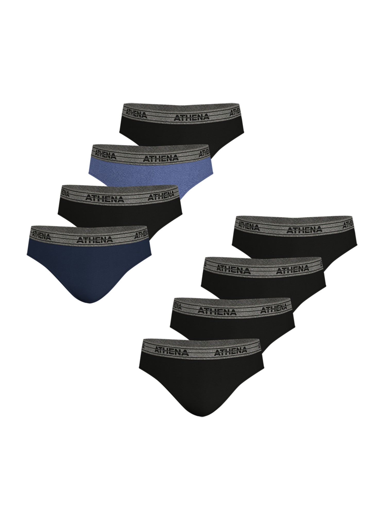 Lot de 8 slips homme ecopack basic coton athena - Noir