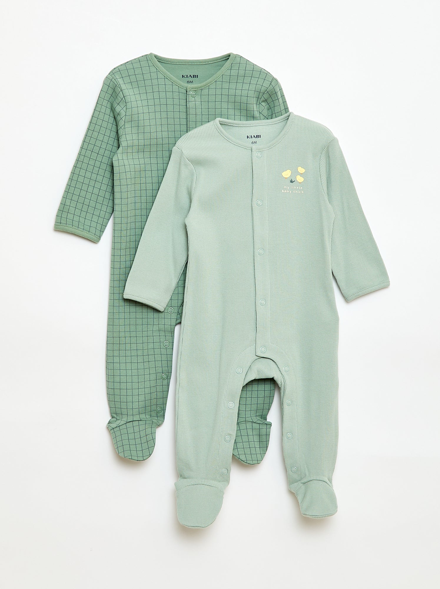 Lot de pyjamas dors biens avec pieds - Vert