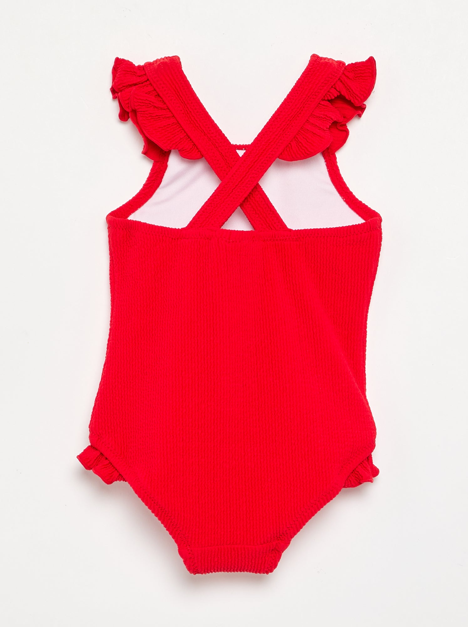 Maillot de bain 1 pièce avec volants - Rouge