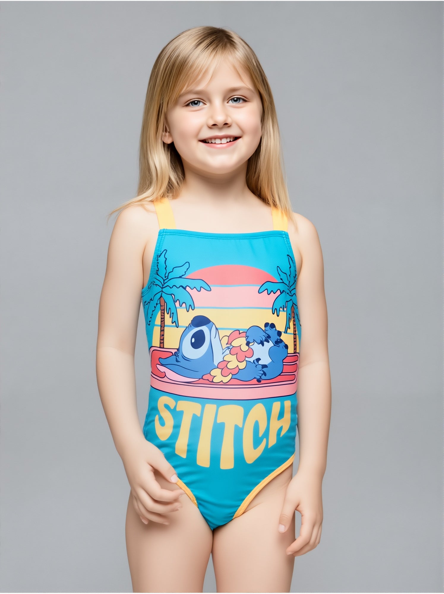 Maillot de bain 1 pièce lilo & stitch   | licence officielle - Bleu
