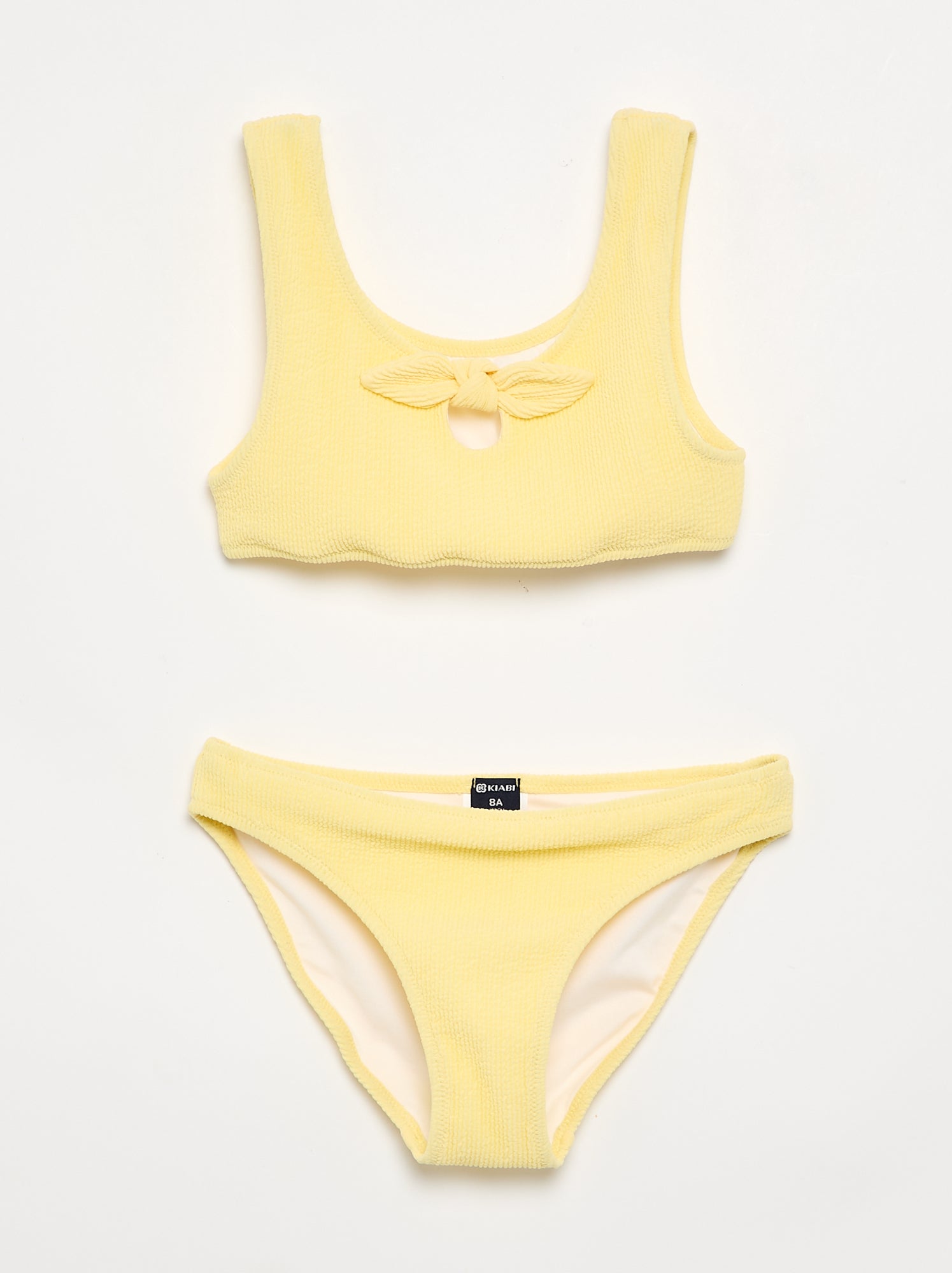 Maillot de bain 2 pièces avec nœud - Jaune