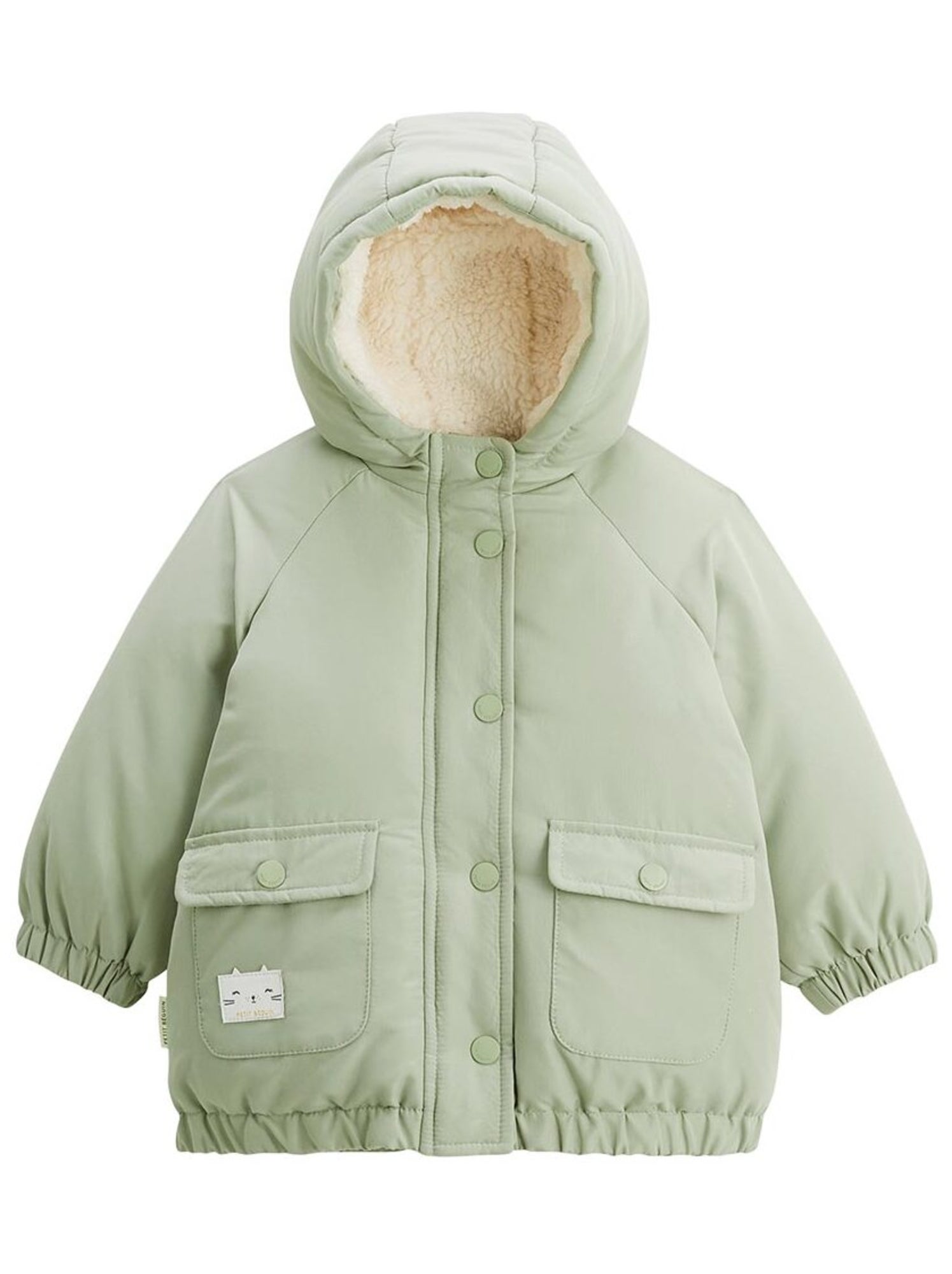 Manteau enfant imperméable doublé sherpa lison - Vert