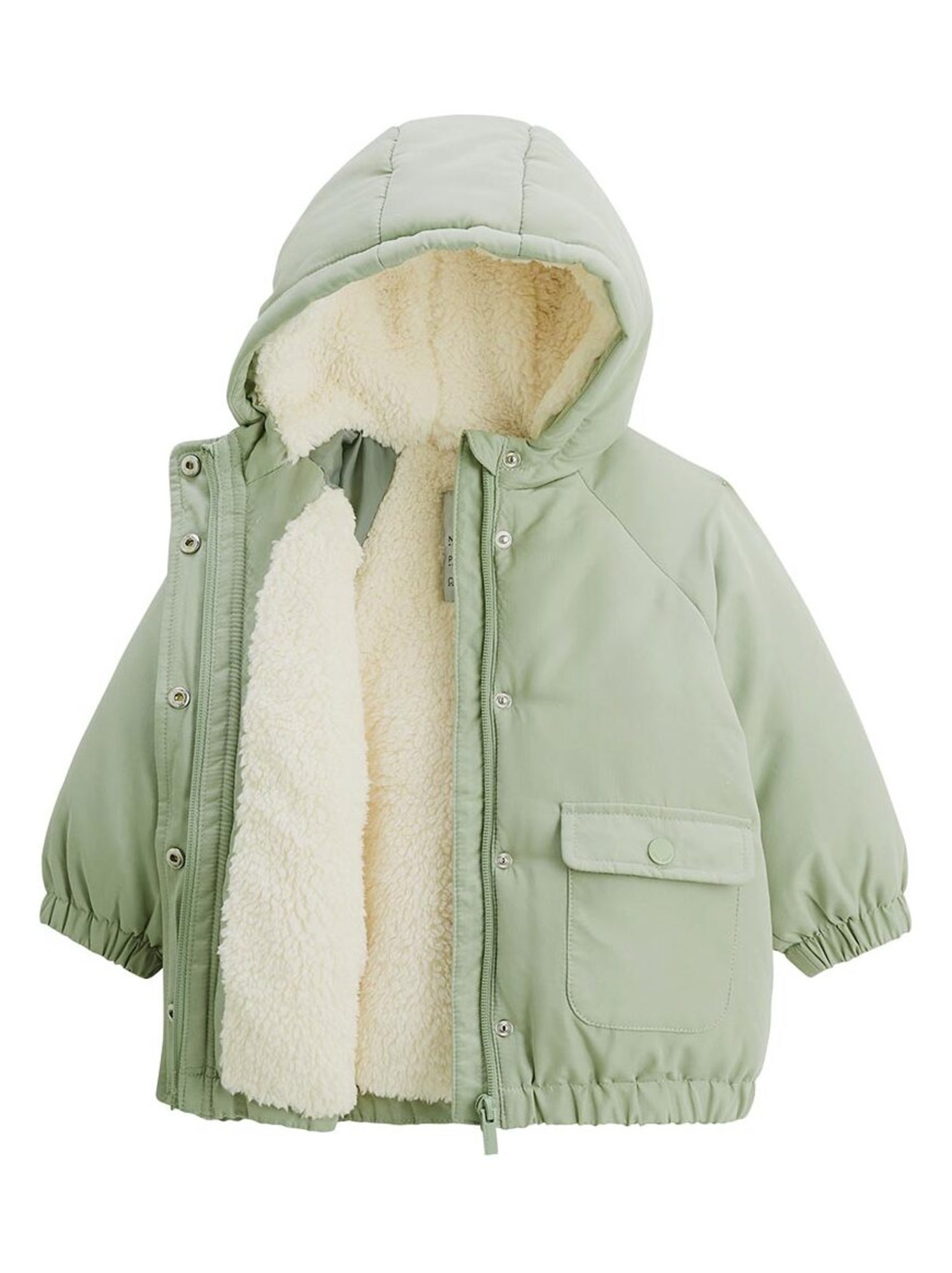 Manteau enfant imperméable doublé sherpa lison - Vert