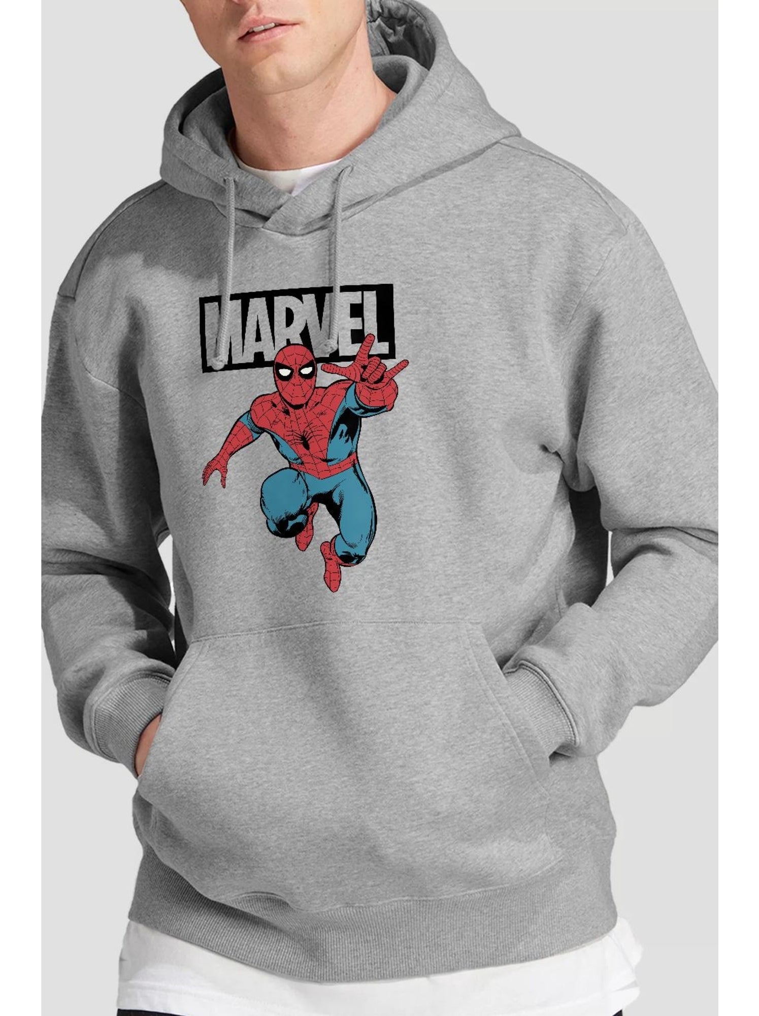 Marvel - Sweat à capuche motif Homme araignée style saut - Gris chiné