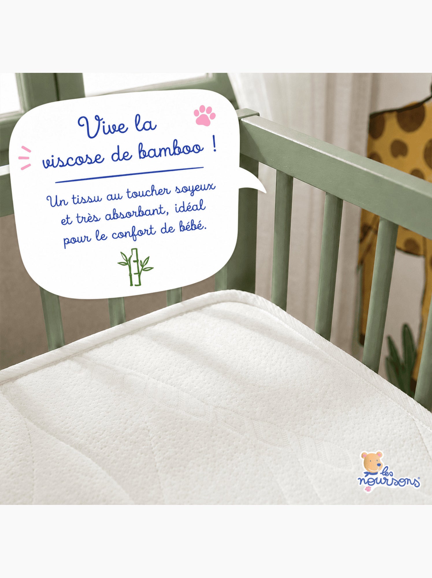 Matelas Bébé Bamboo - Garantie 2 ans - Fabrication française - Blanc