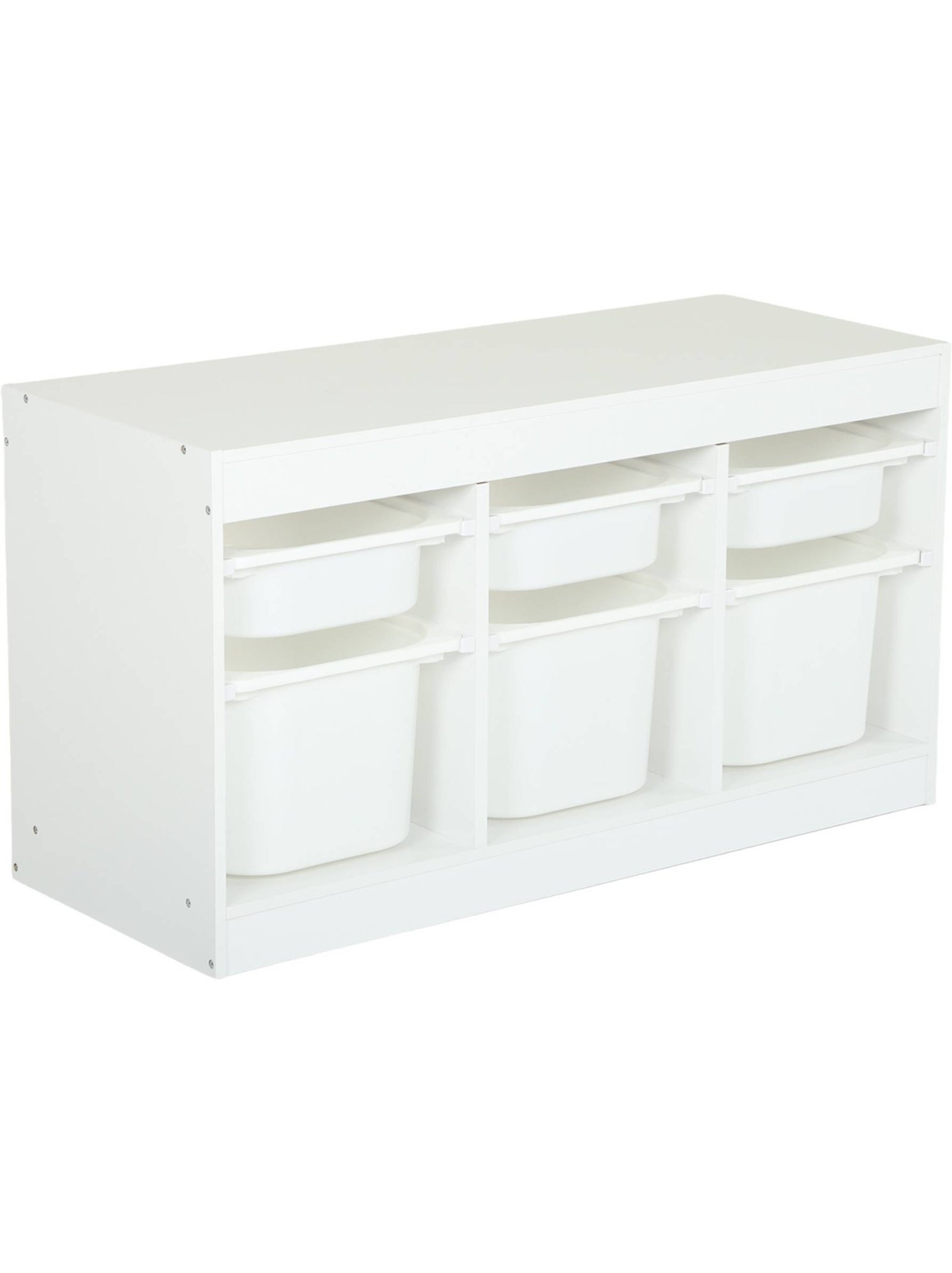 Meuble de rangement pour enfant décor bois 6 bacs de rangement sora - Blanc