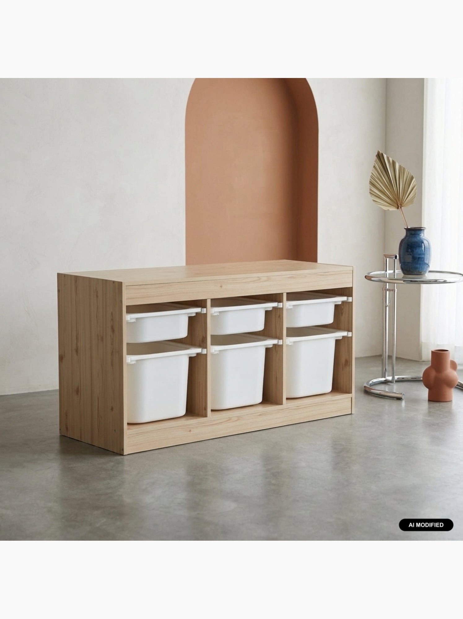 Meuble de rangement pour enfant décor bois 6 bacs de rangement sora - Marron