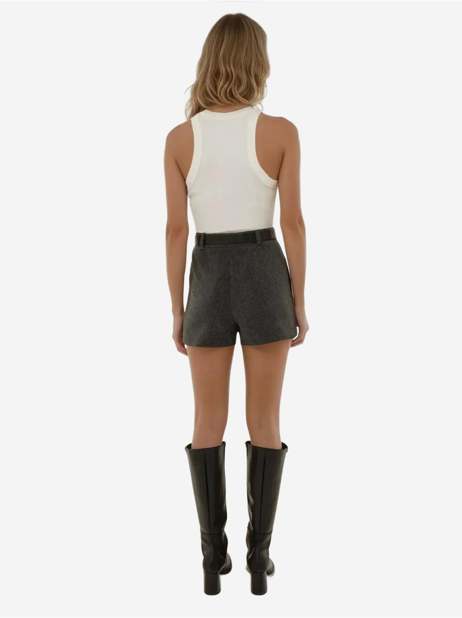 Mini-jupe taille haute - Gris