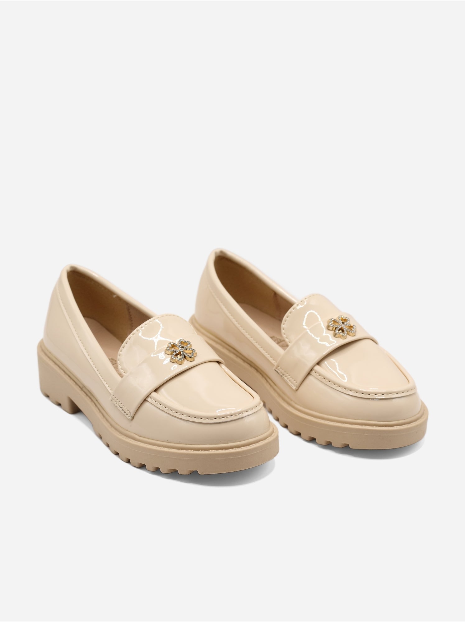Mocassins à détail strass - Crème