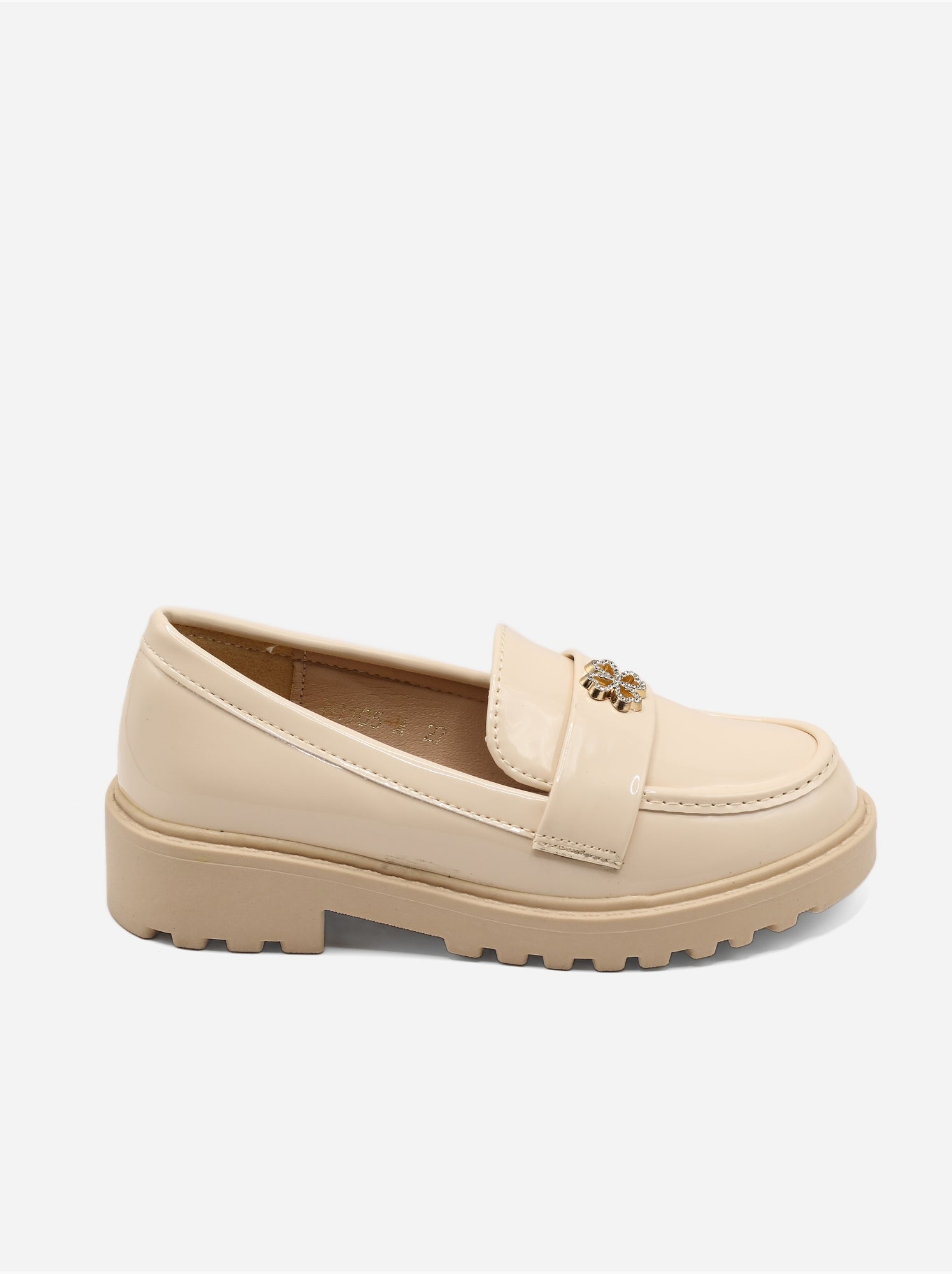 Mocassins à détail strass - Crème