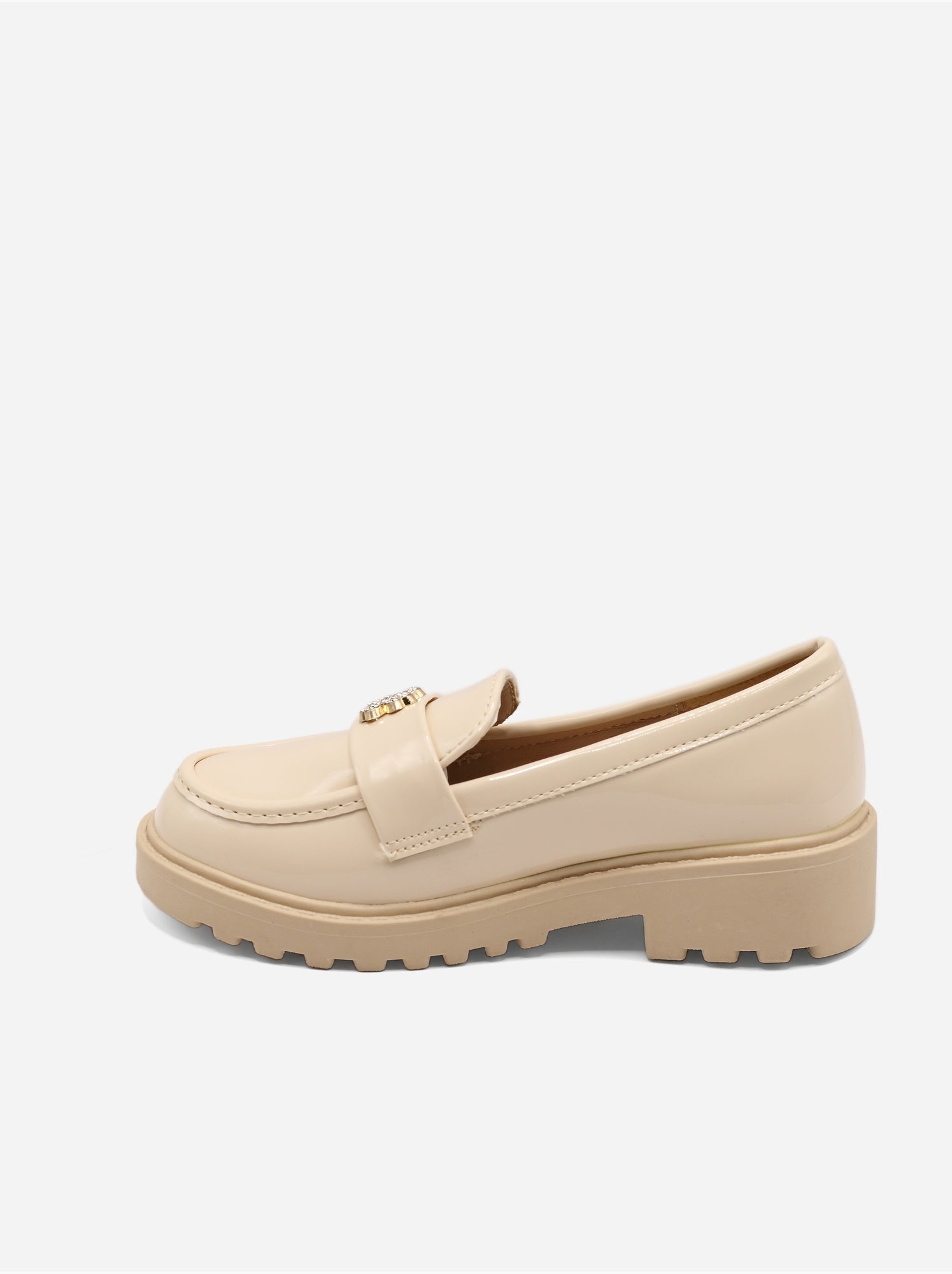 Mocassins à détail strass - Crème