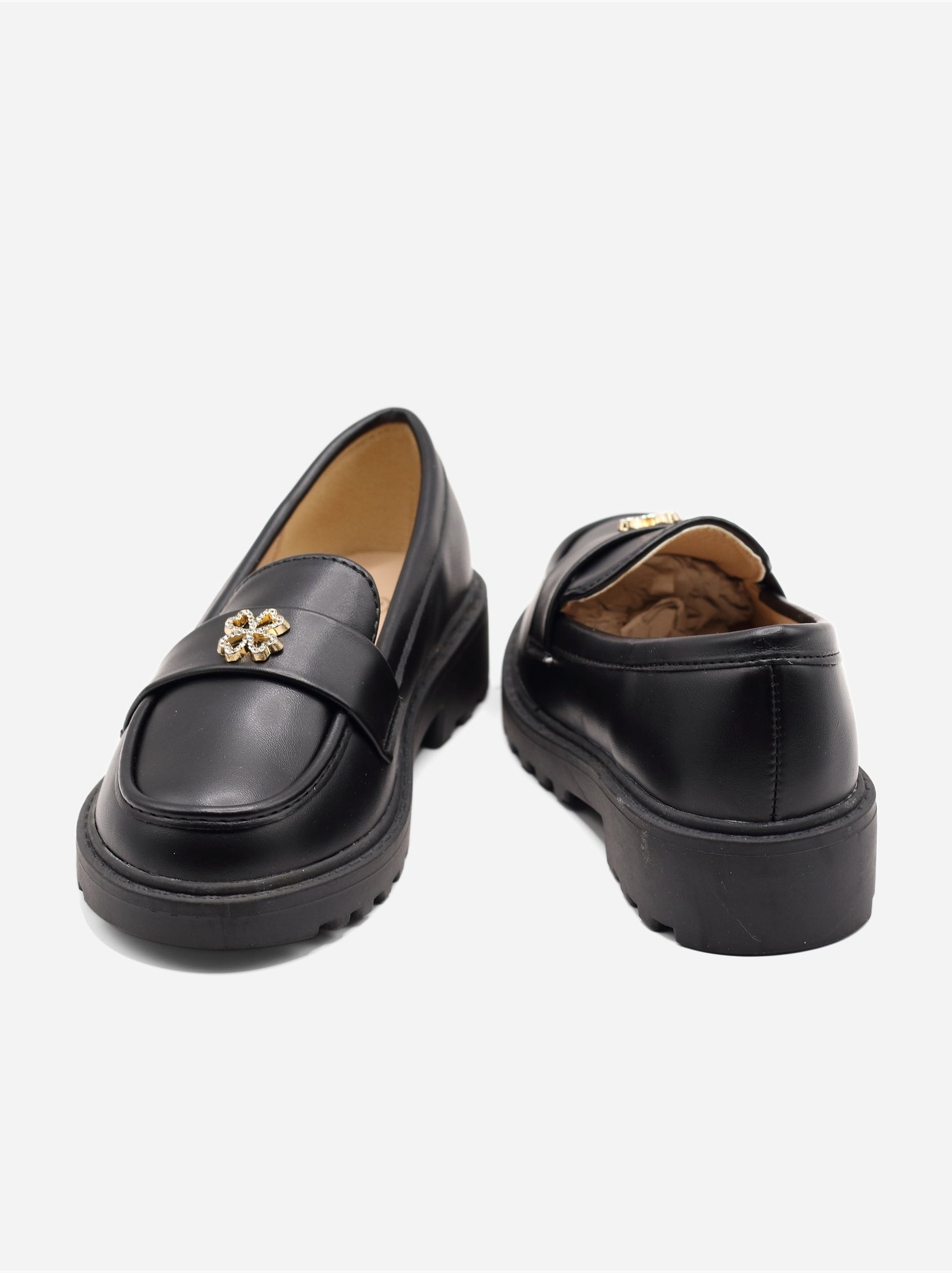 Mocassins à détail strass - Noir mat